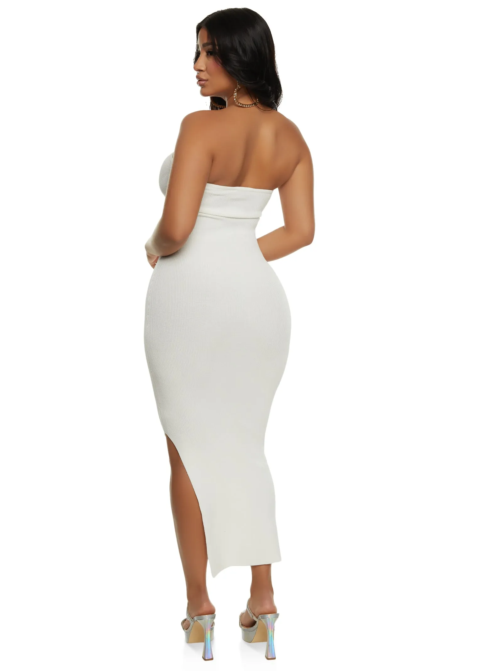 Ribbed Knit Sweetheart Tube Maxi Dress sold by Rainbow product image thumbnail 3