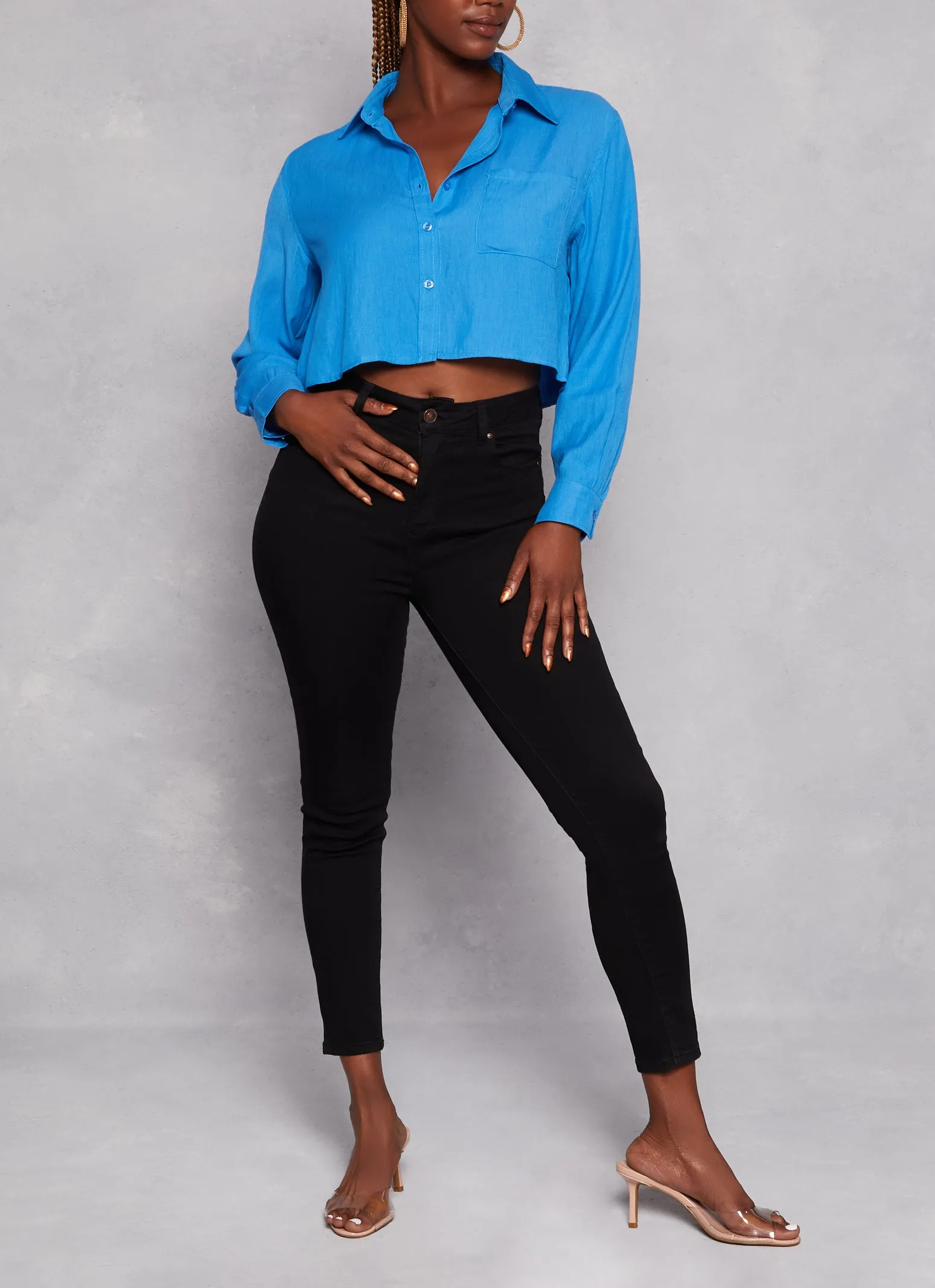 Poplin Cropped Button Front Shirt sold by Rainbow product image thumbnail 2