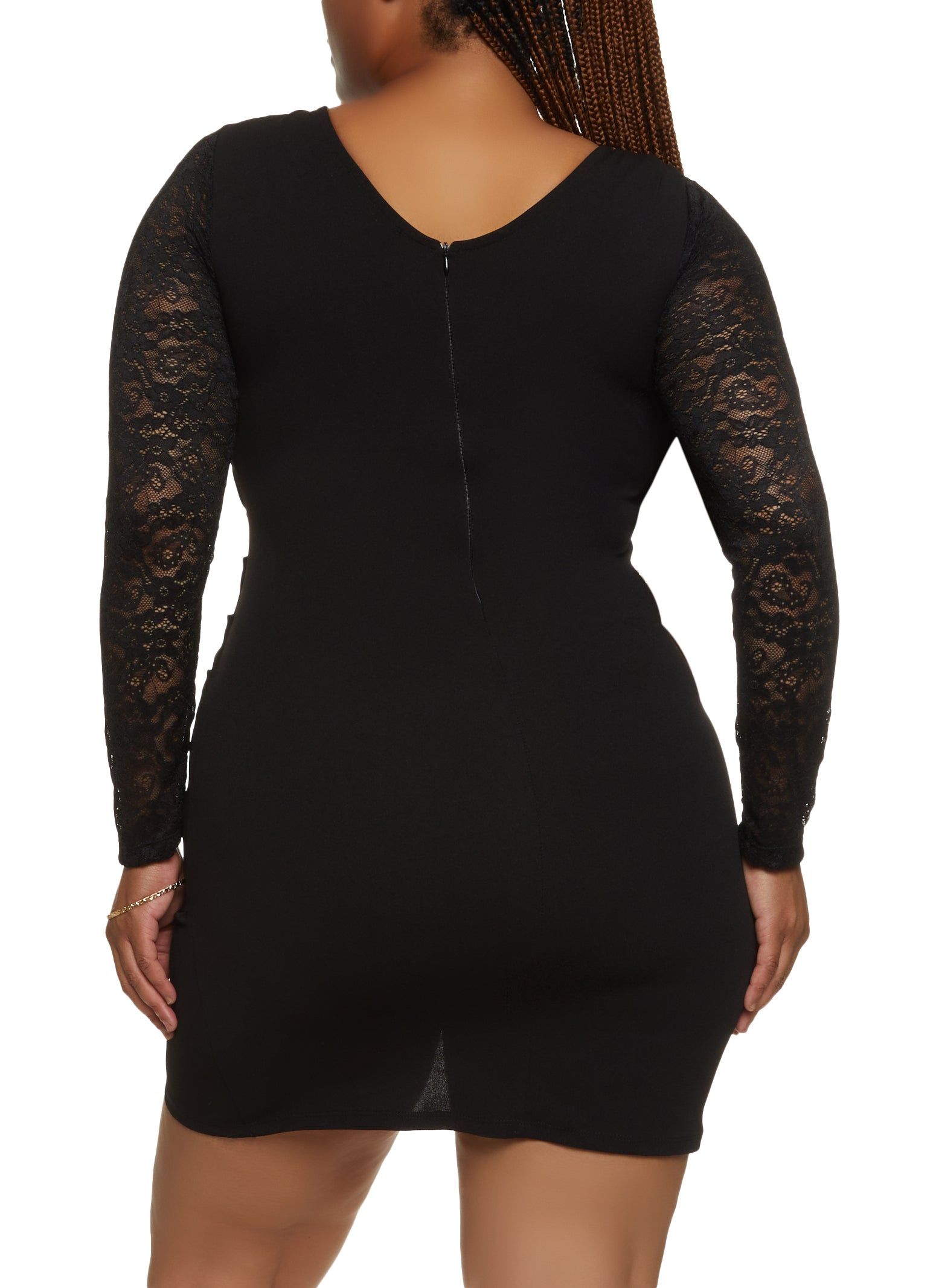 Plus Size Lace Long Sleeve Mini Wrap Dress sold by Rainbow product image thumbnail 3