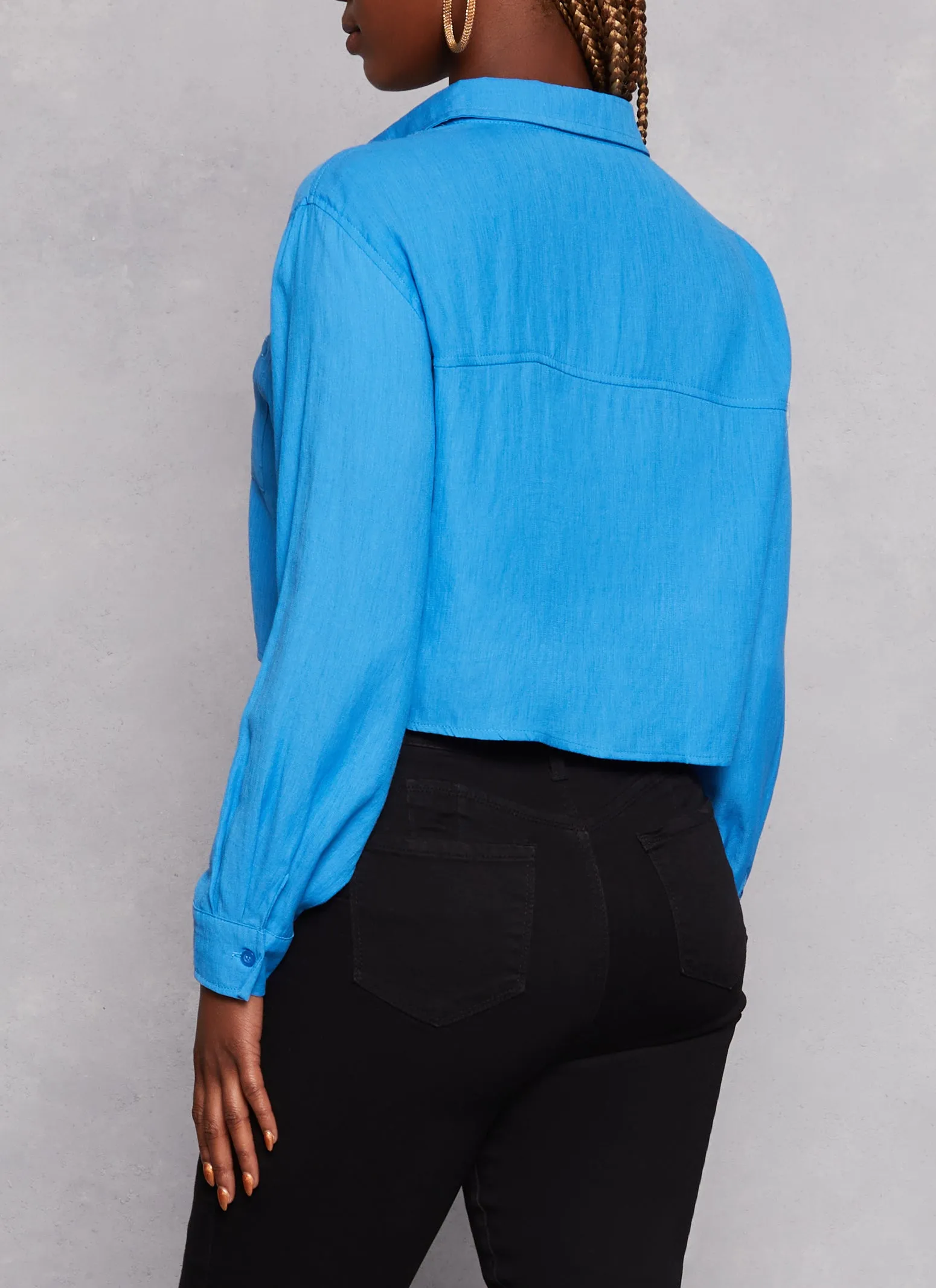 Poplin Cropped Button Front Shirt sold by Rainbow product image thumbnail 3