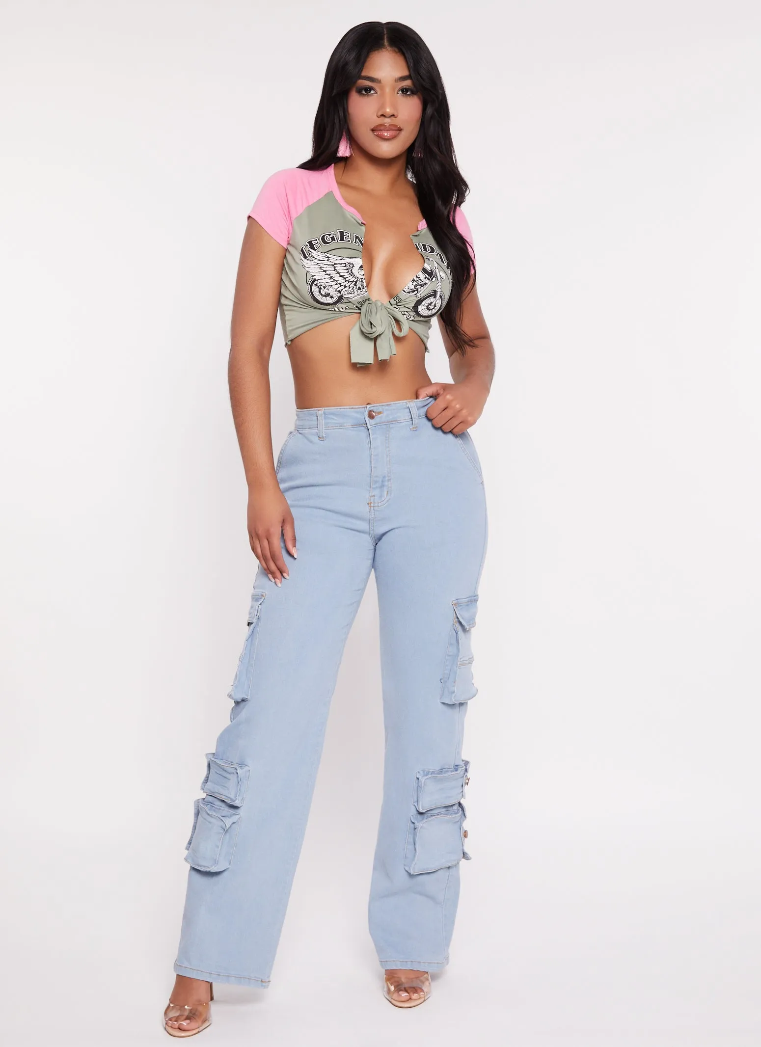 Legendary Tie Front Cropped Graphic Tee sold by Rainbow product image thumbnail 2