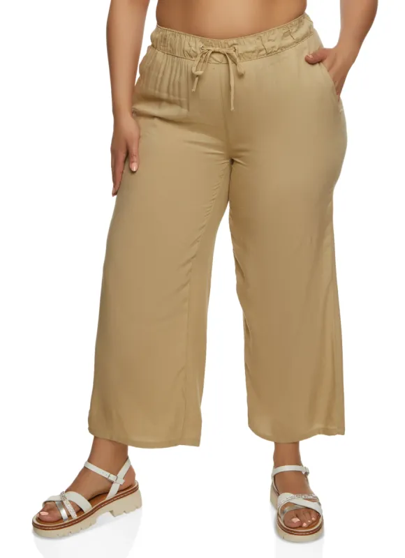 Plus Size Drawstring Palazzo Pants sold by Rainbow