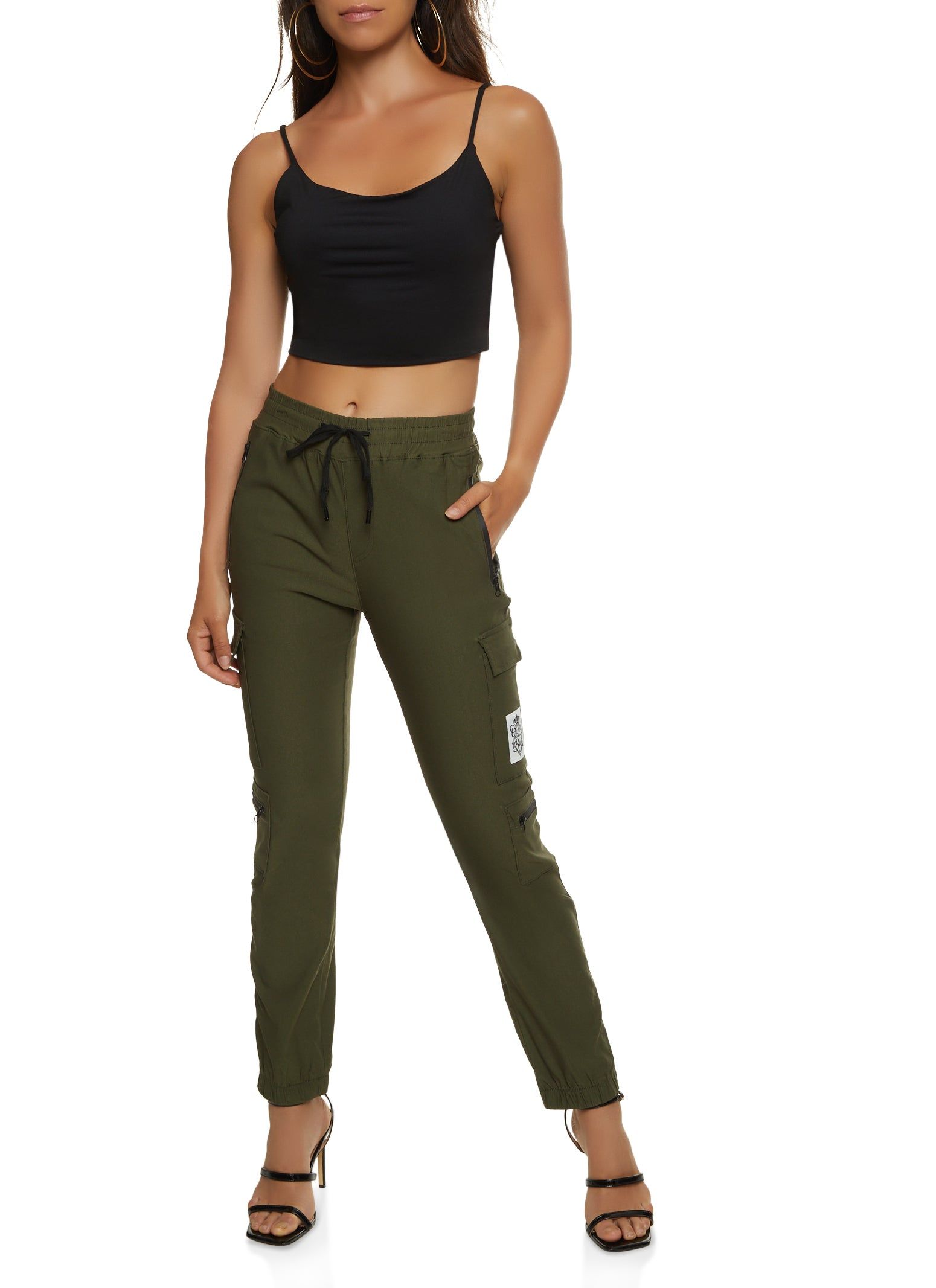 Zip Pocket Drawstring Cargo Joggers sold by Rainbow product image thumbnail 2