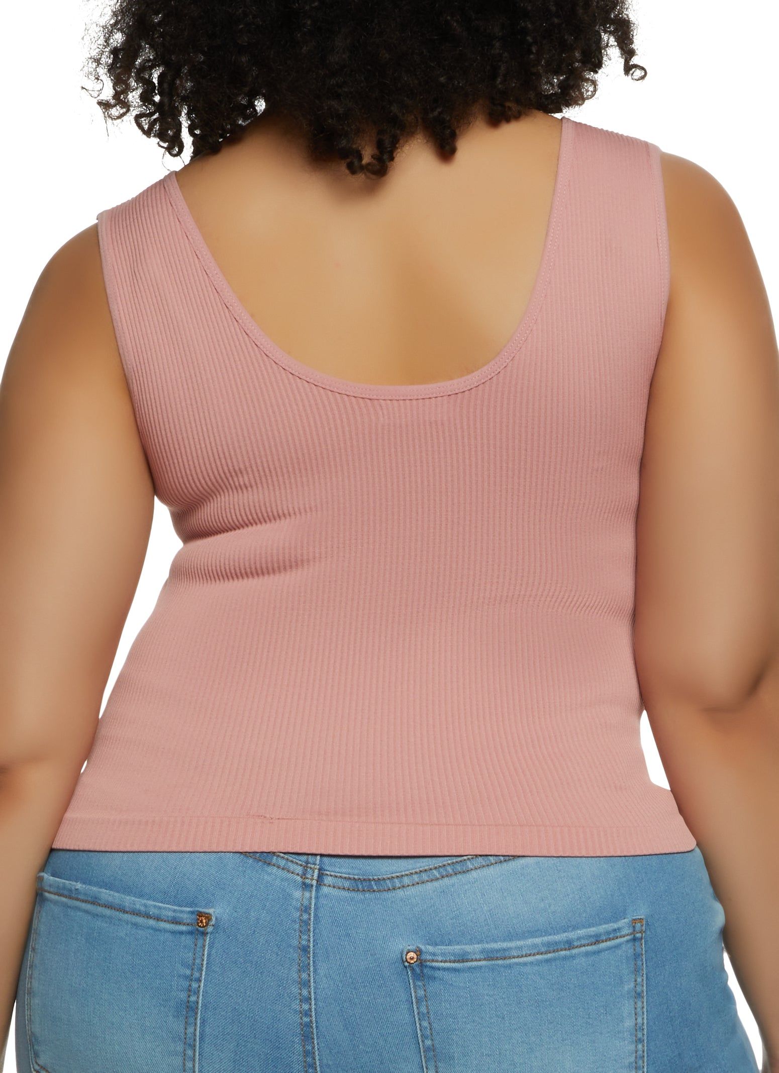Plus Size Ribbed V Neck Tank Top sold by Rainbow product image thumbnail 2