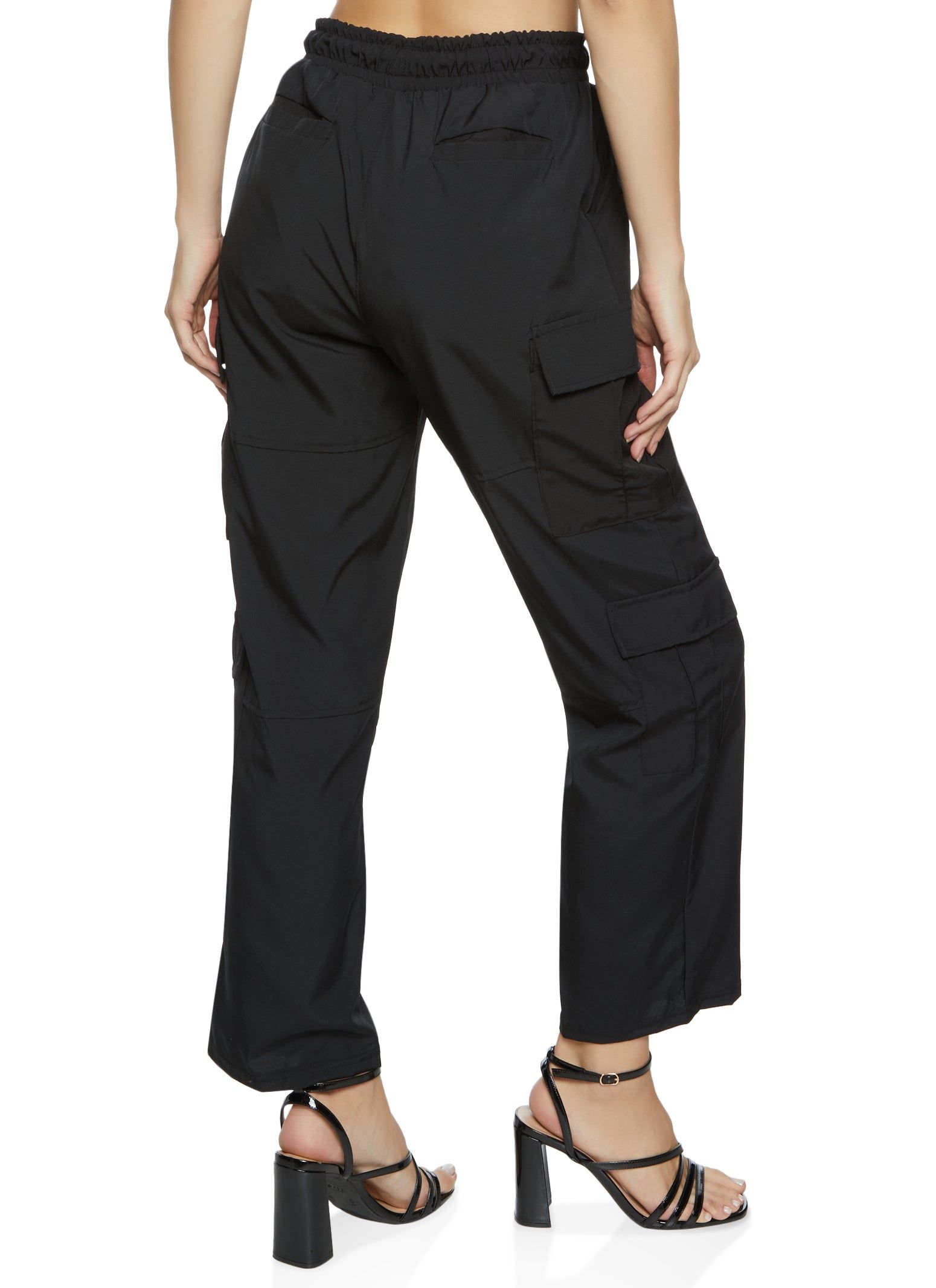 Flap Pocket Drawstring Waist Parachute Pants sold by Rainbow product image thumbnail 3