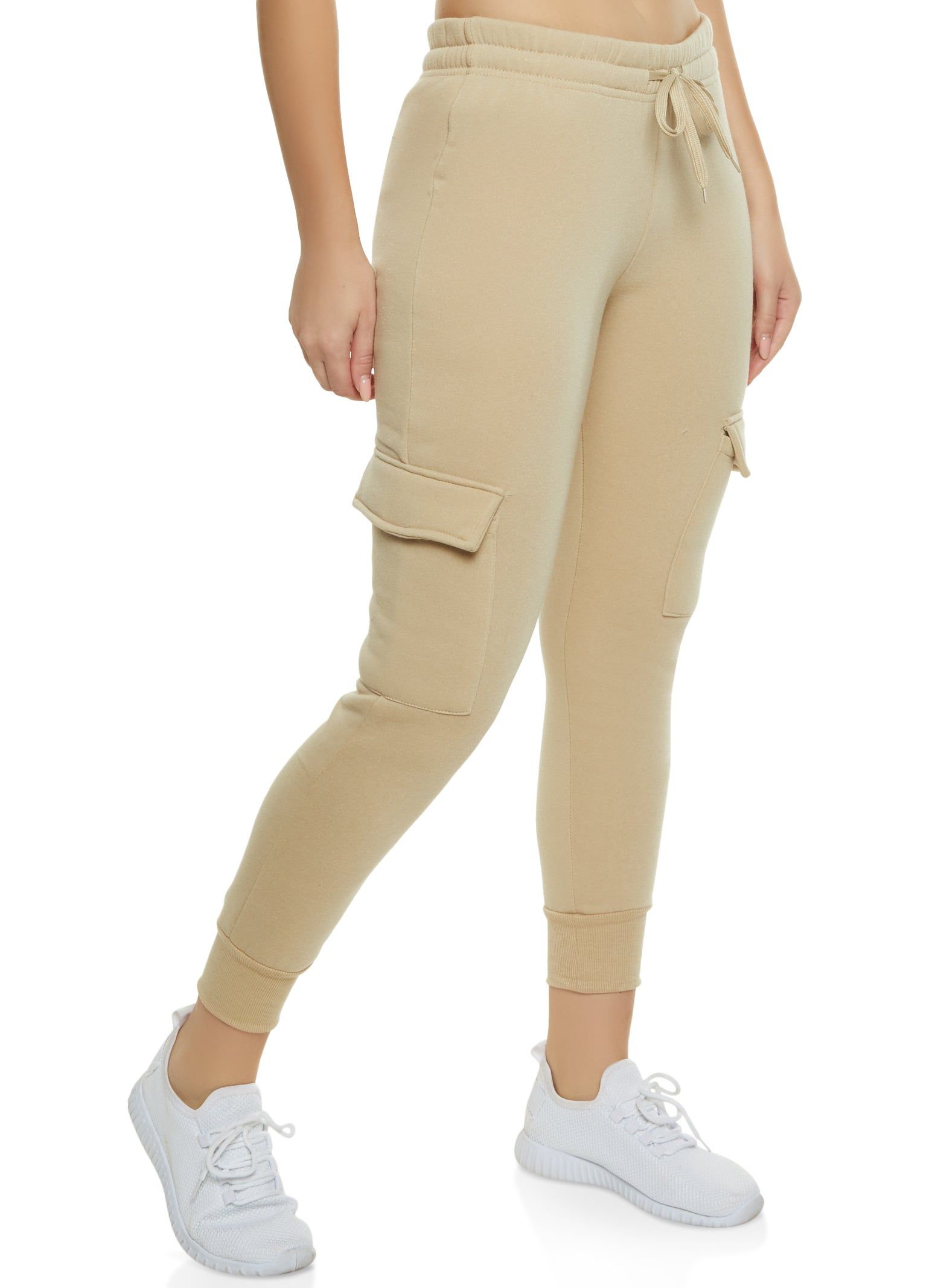 Solid Drawstring Cargo Pocket Joggers sold by Rainbow