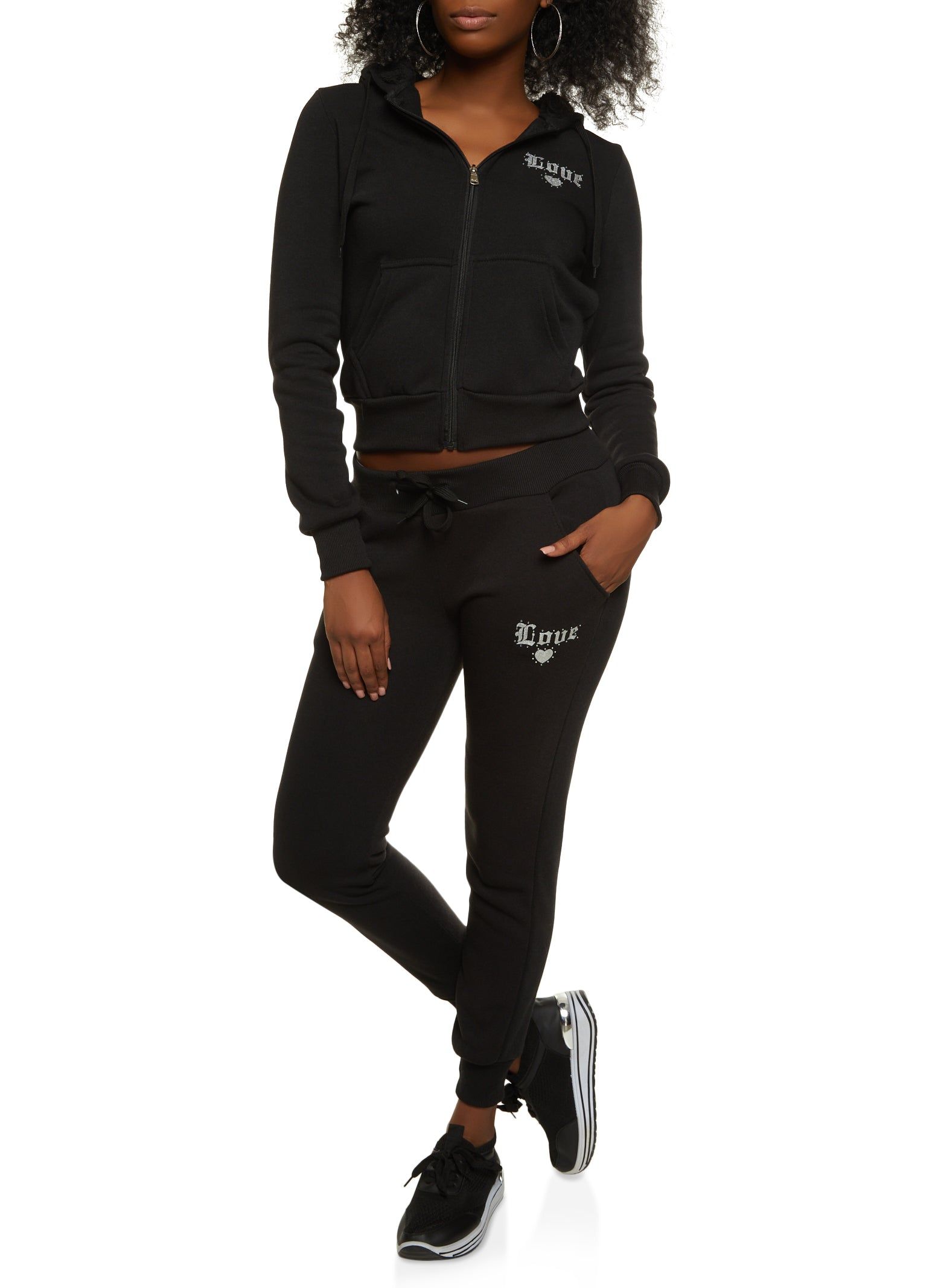 Love Rhinestone Zip Front Hoodie sold by Rainbow product image thumbnail 2