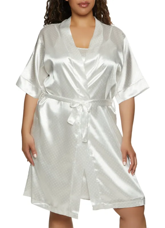 Plus Size Satin Nightgown with Robe sold by Rainbow