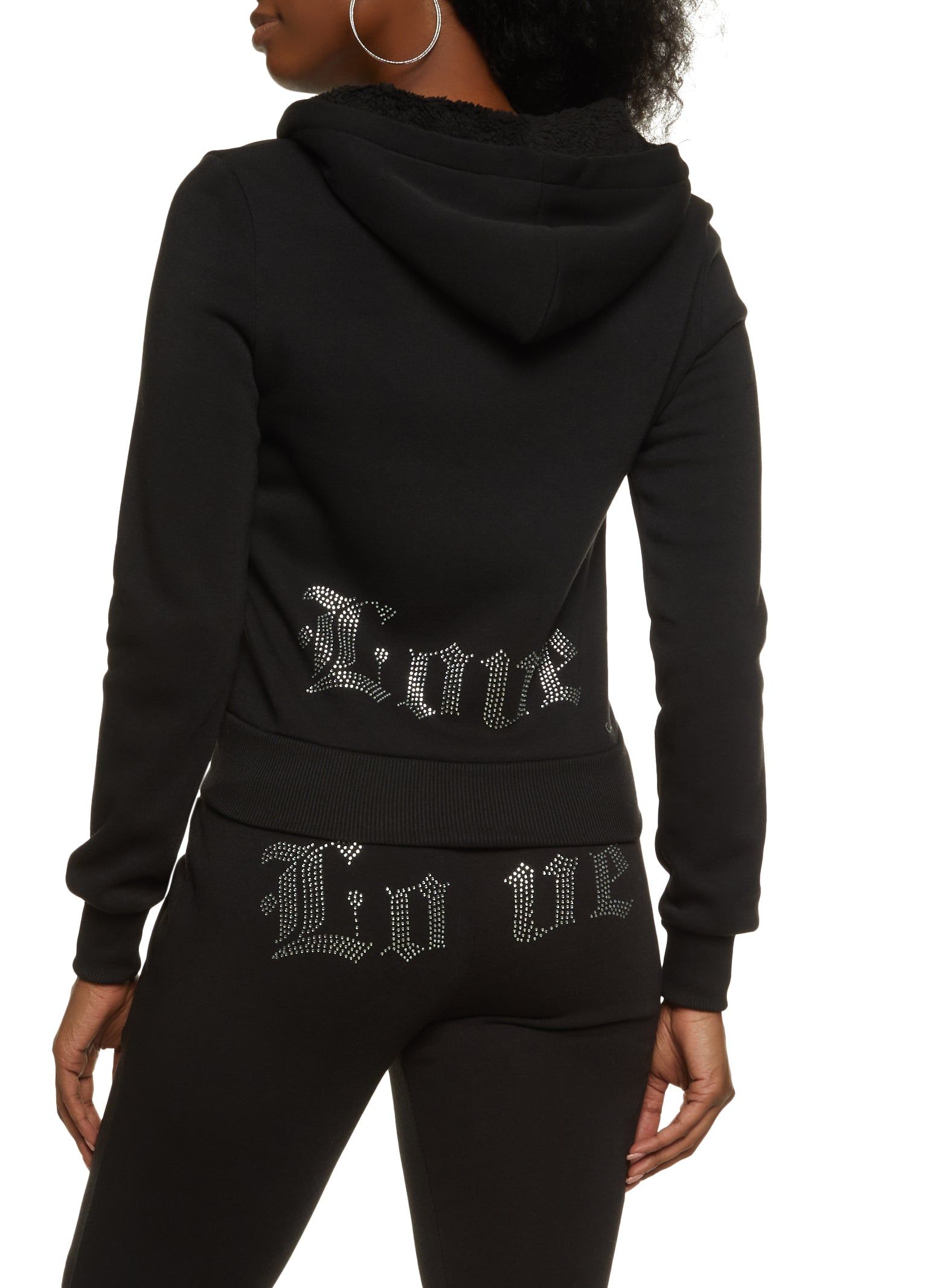 Love Rhinestone Zip Front Hoodie sold by Rainbow product image thumbnail 3