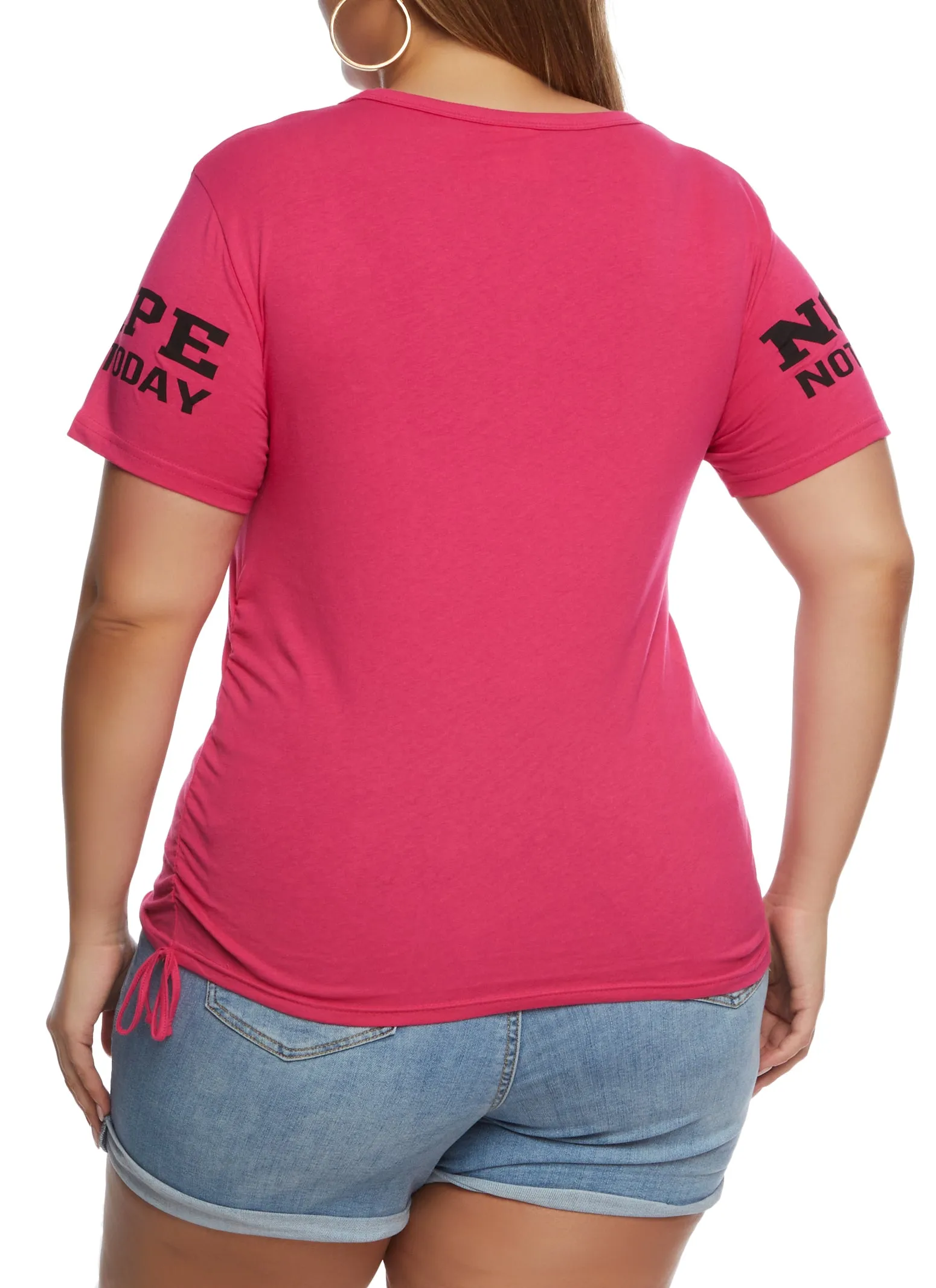 Plus Size Sequin Nope Not Today Ruched Graphic Tee sold by Rainbow product image thumbnail 3