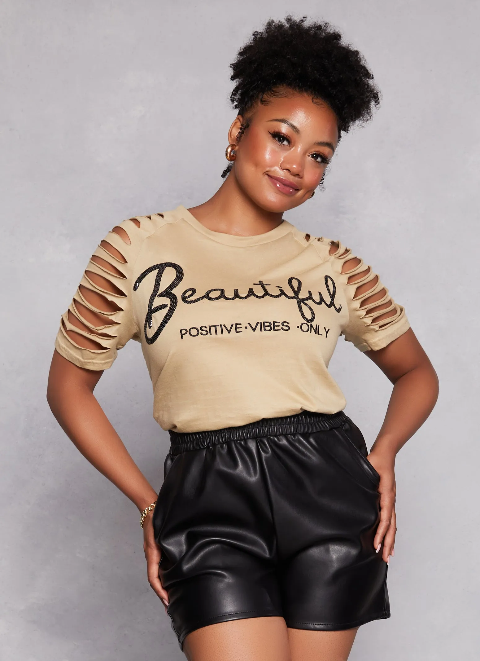 Plus Size Sequin Beautiful Laser Cut Graphic Top sold by Rainbow product image thumbnail 3