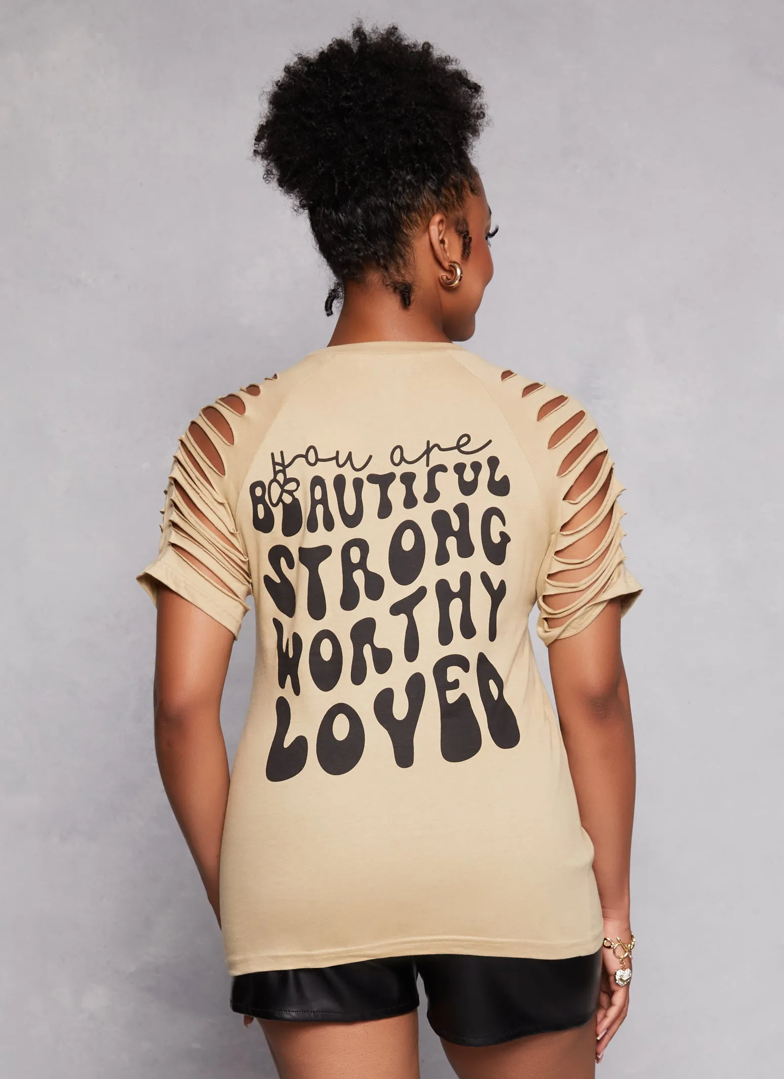 Plus Size Sequin Beautiful Laser Cut Graphic Top sold by Rainbow