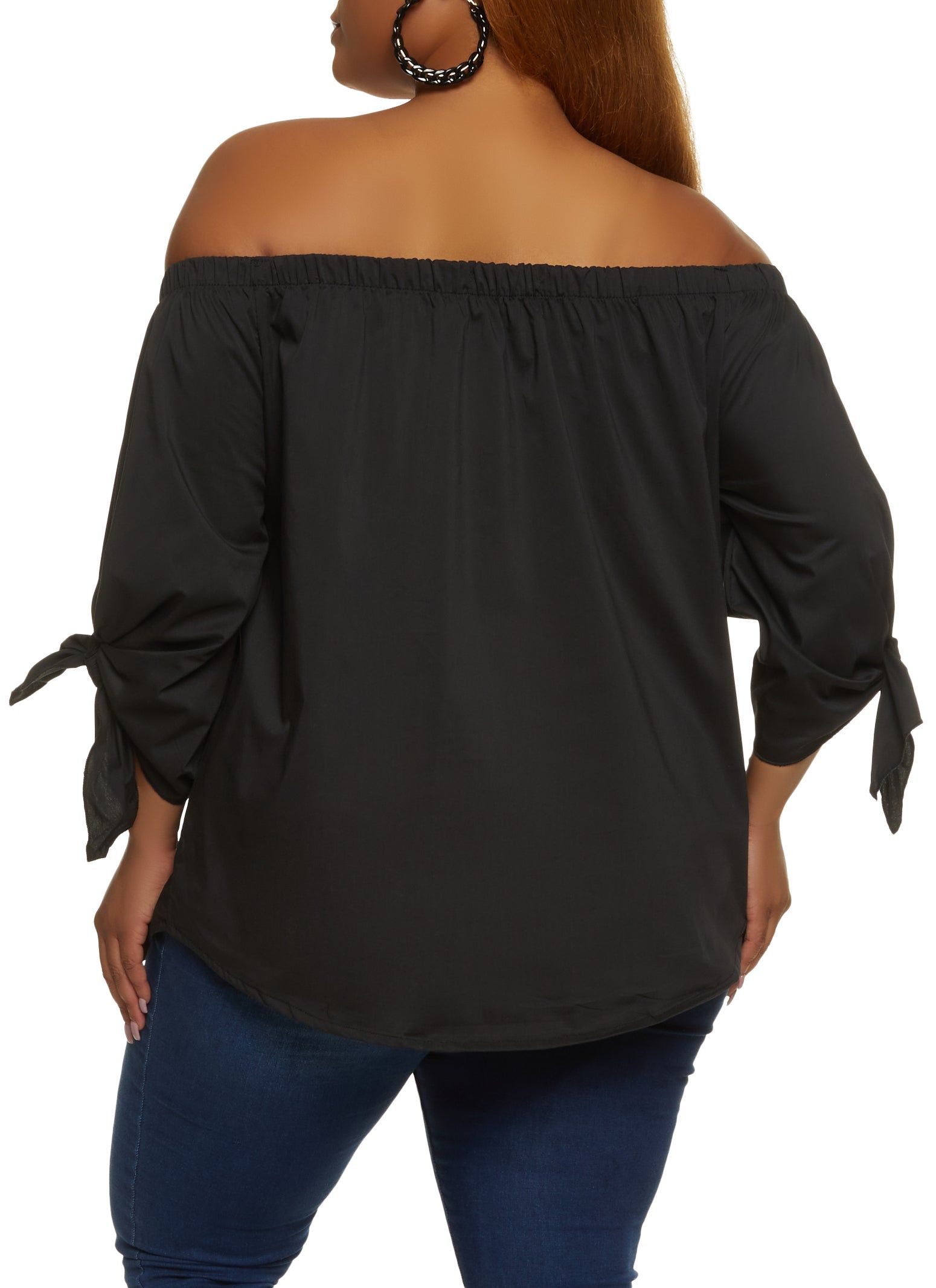 Plus Size Tie Cuff Off the Shoulder Blouse sold by Rainbow product image thumbnail 2
