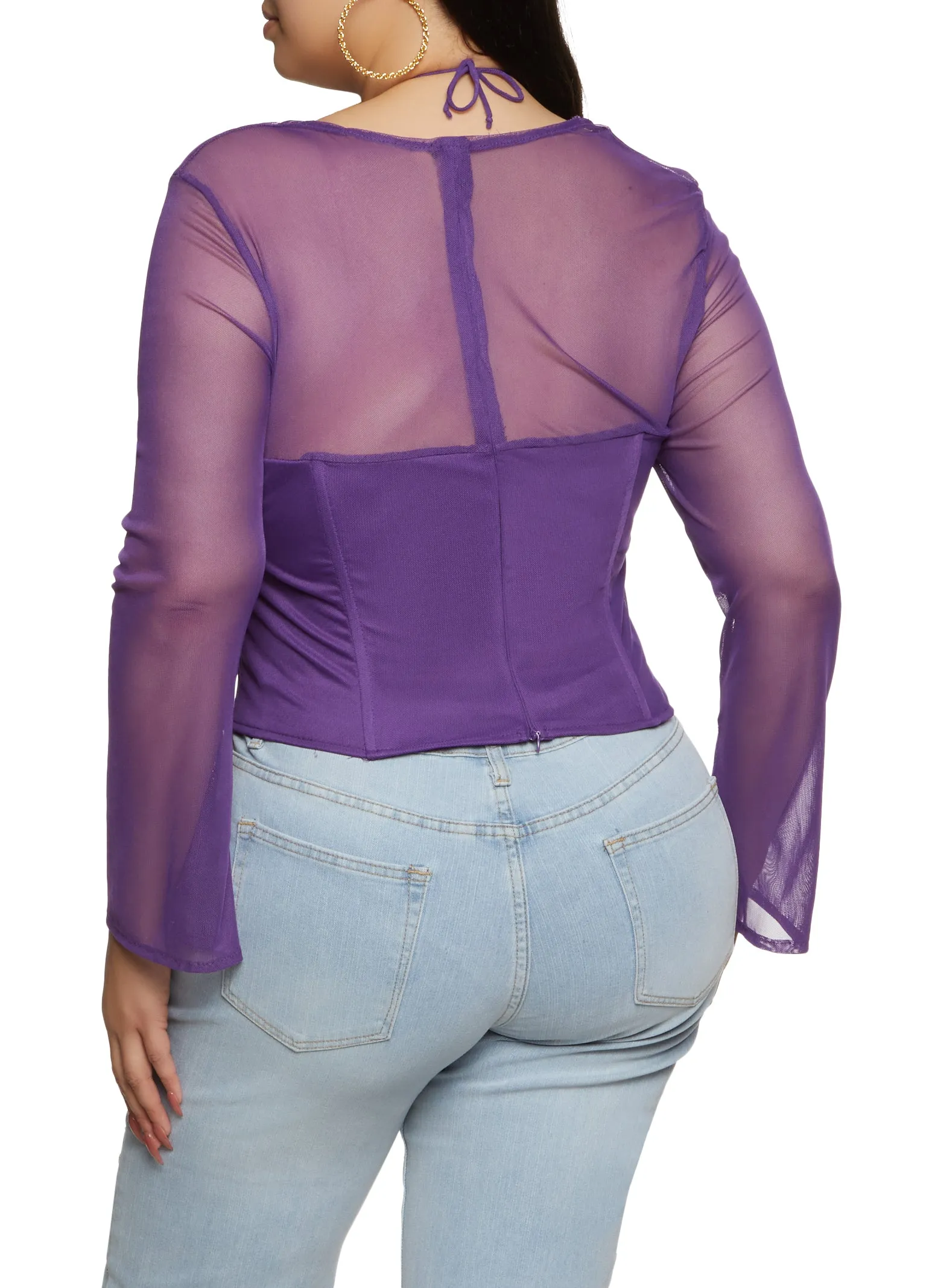 Plus Size Mesh Sleeve Sleeve Strappy Corset Top sold by Rainbow product image thumbnail 2