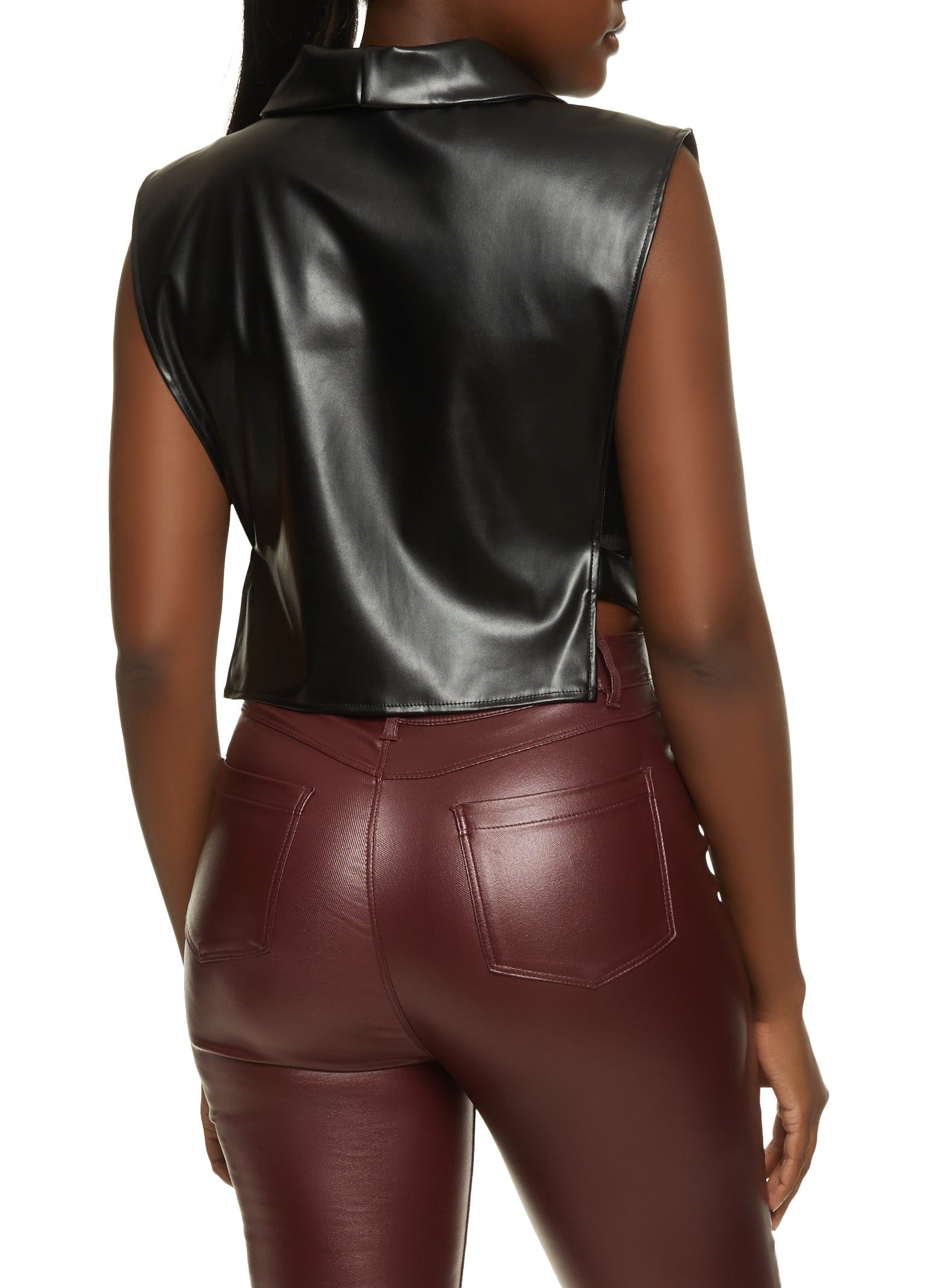 Faux Leather Open Side Turtleneck Top sold by Rainbow product image thumbnail 2