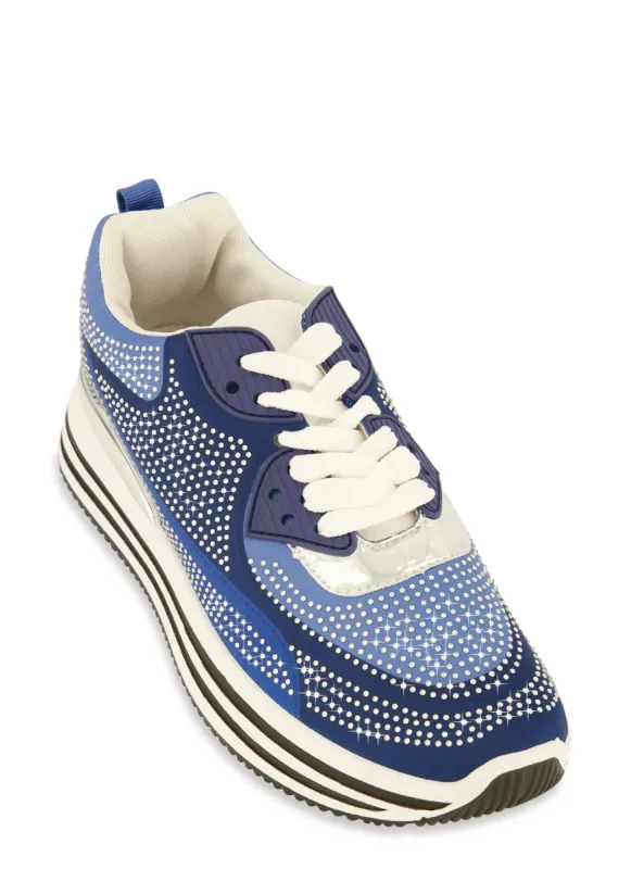 Rhinestone Color Block Platform Sneakers sold by Rainbow