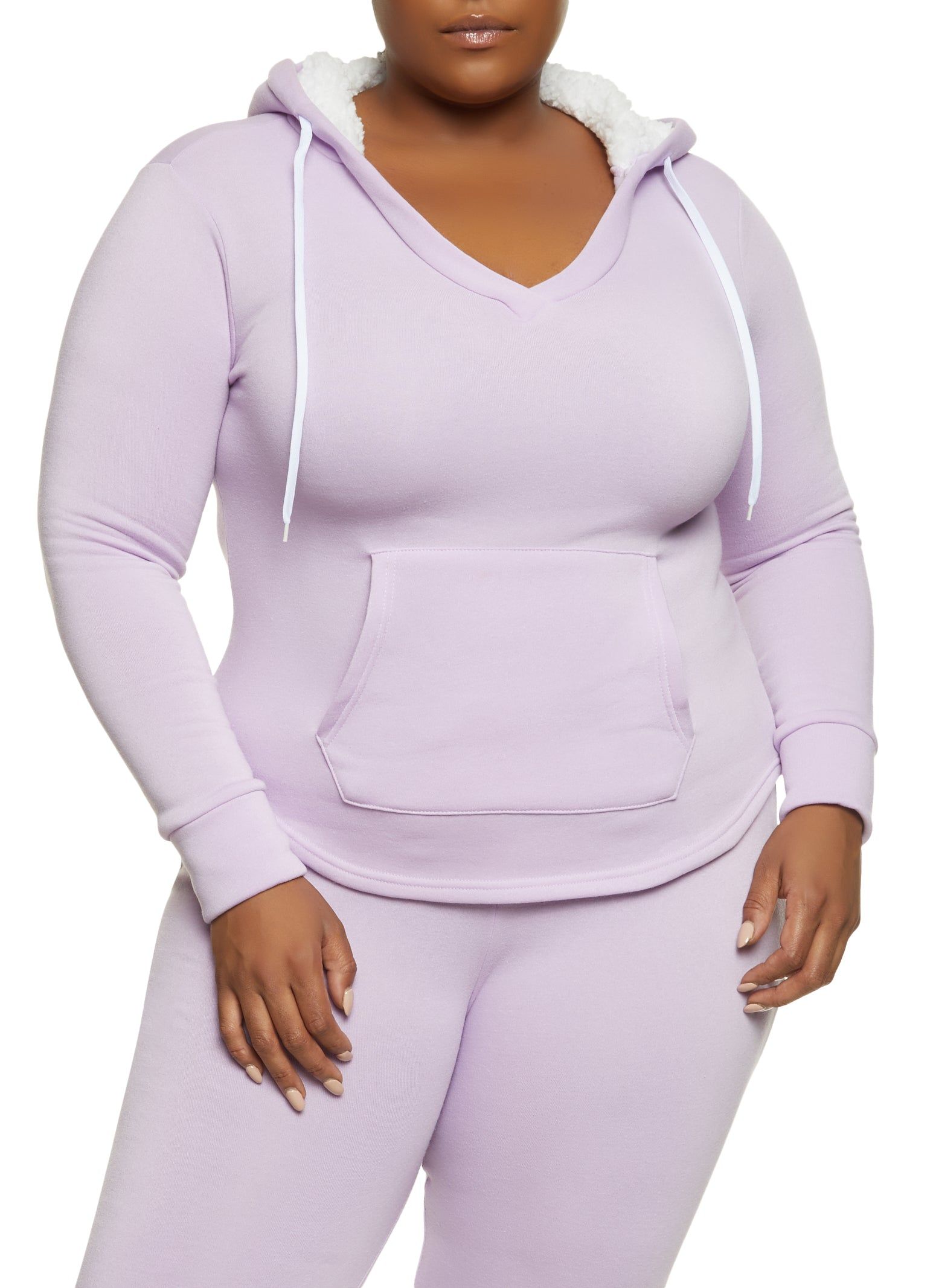 Plus Size Fleece Sherpa Lined Hoodie sold by Rainbow
