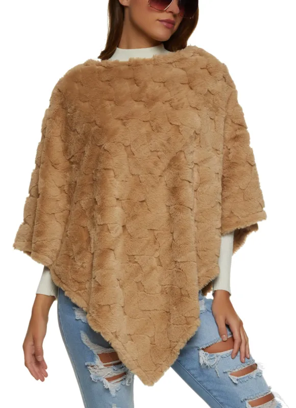 Faux Fur Pullover Asymmetric Poncho sold by Rainbow