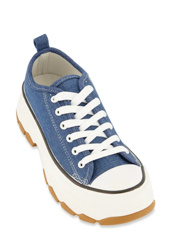 Lace Up Chunky Sole Platform Sneakers sold by Rainbow
