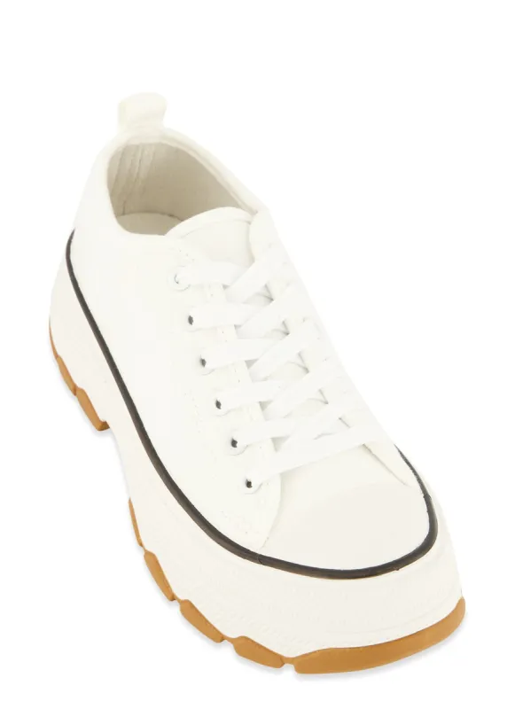 Lace Up Chunky Sole Platform Sneakers sold by Rainbow