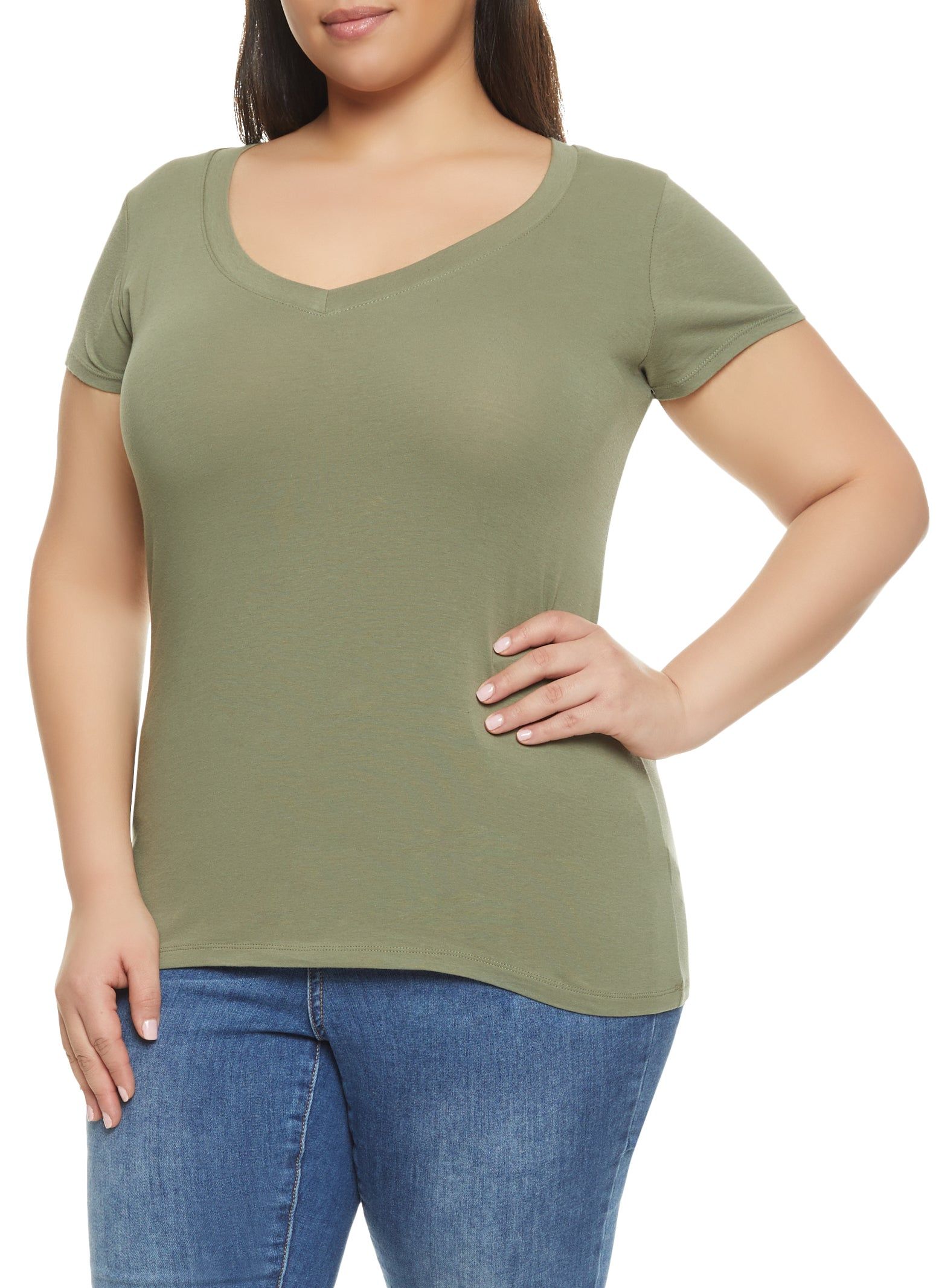 Plus Size V Neck Tee sold by Rainbow