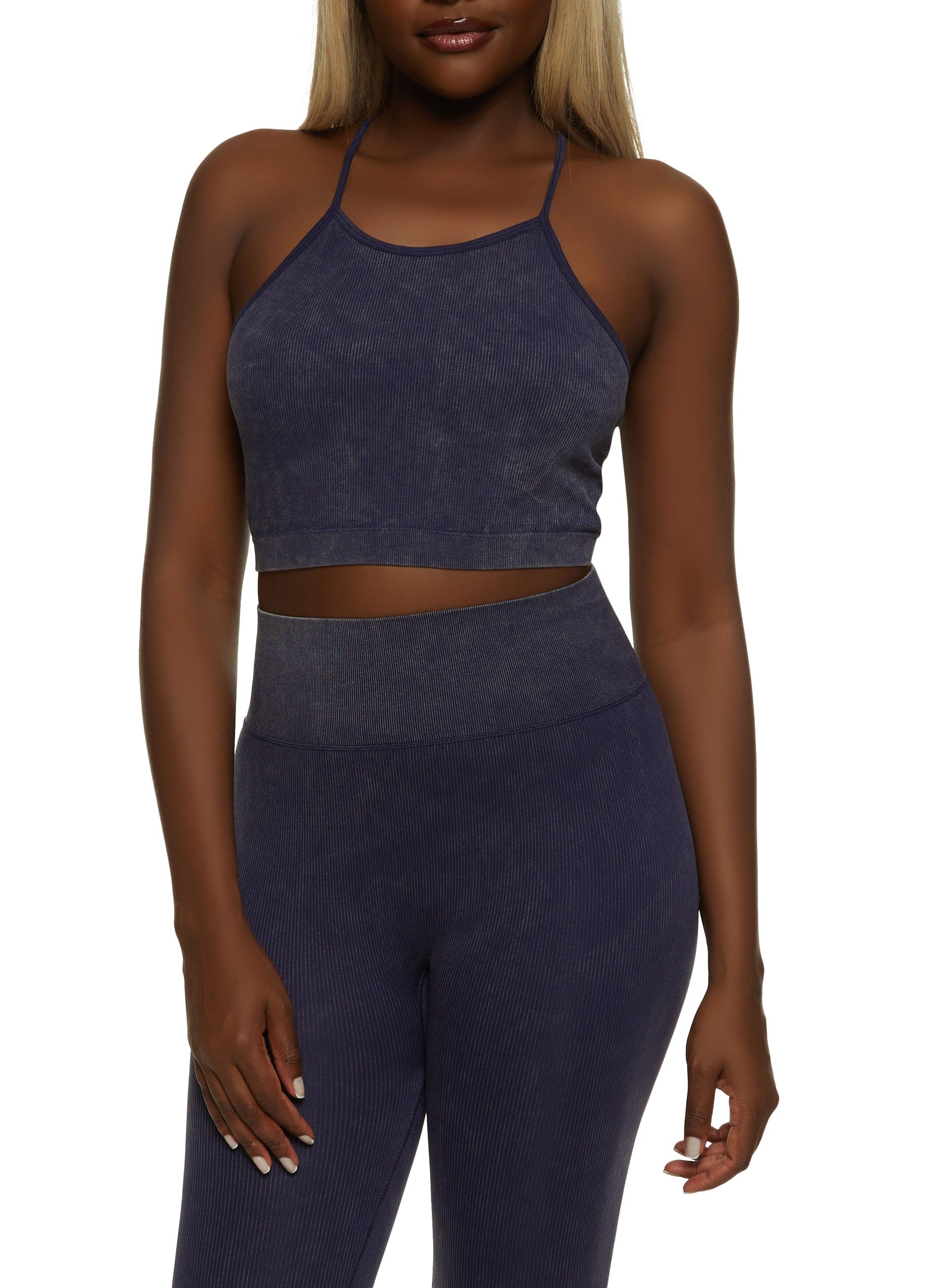 Seamless Compression Rib Racerback Cropped Cami sold by Rainbow