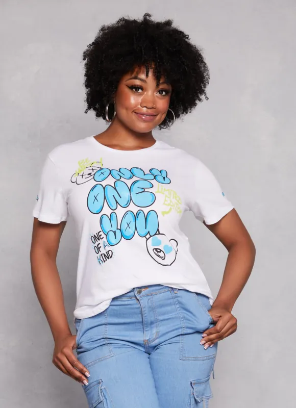 Plus Size Only One You Graffiti Graphic Tee sold by Rainbow