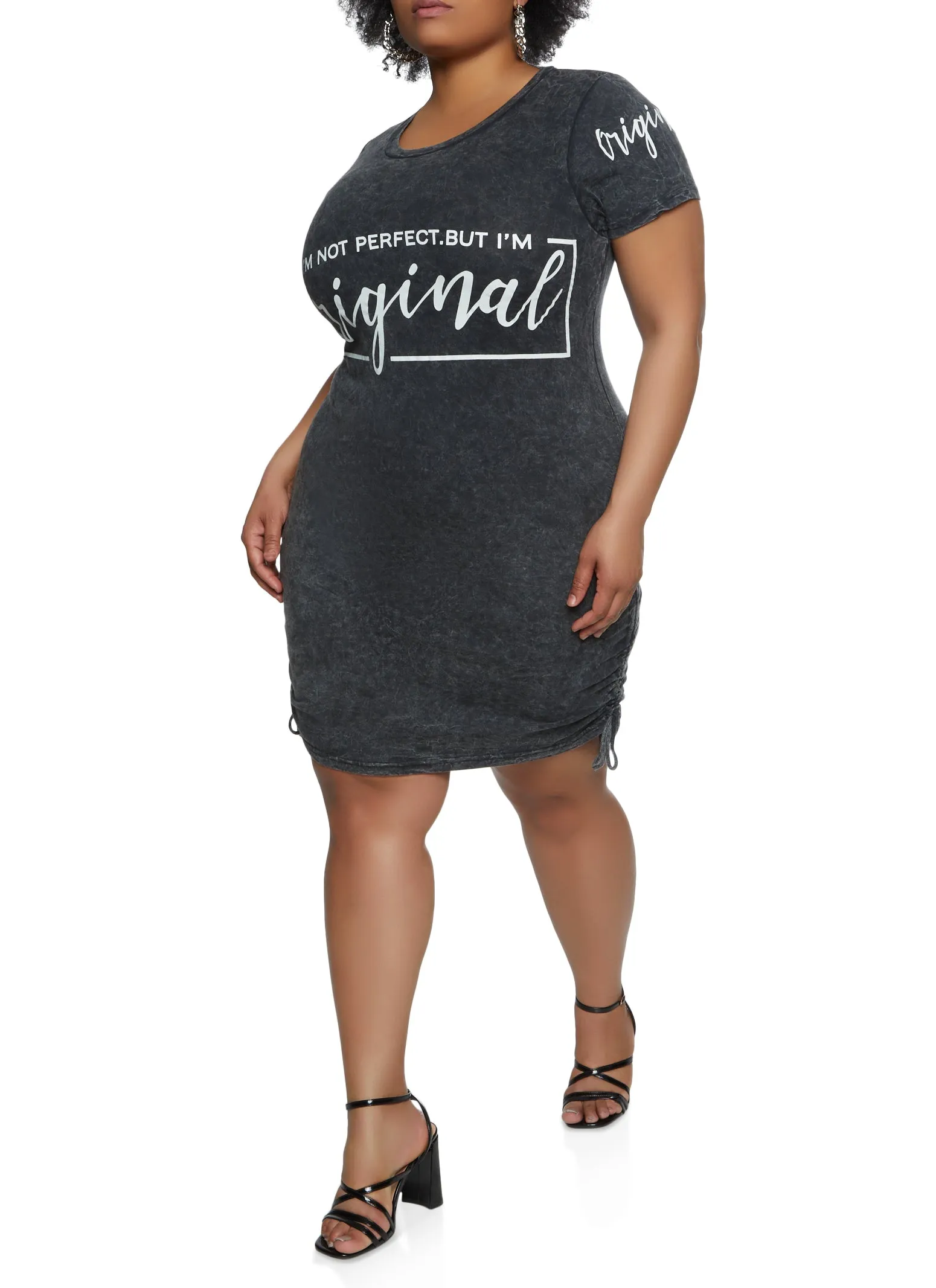 Plus Size Acid Wash Im Not Perfect But Im Original T Shirt Dress sold by Rainbow