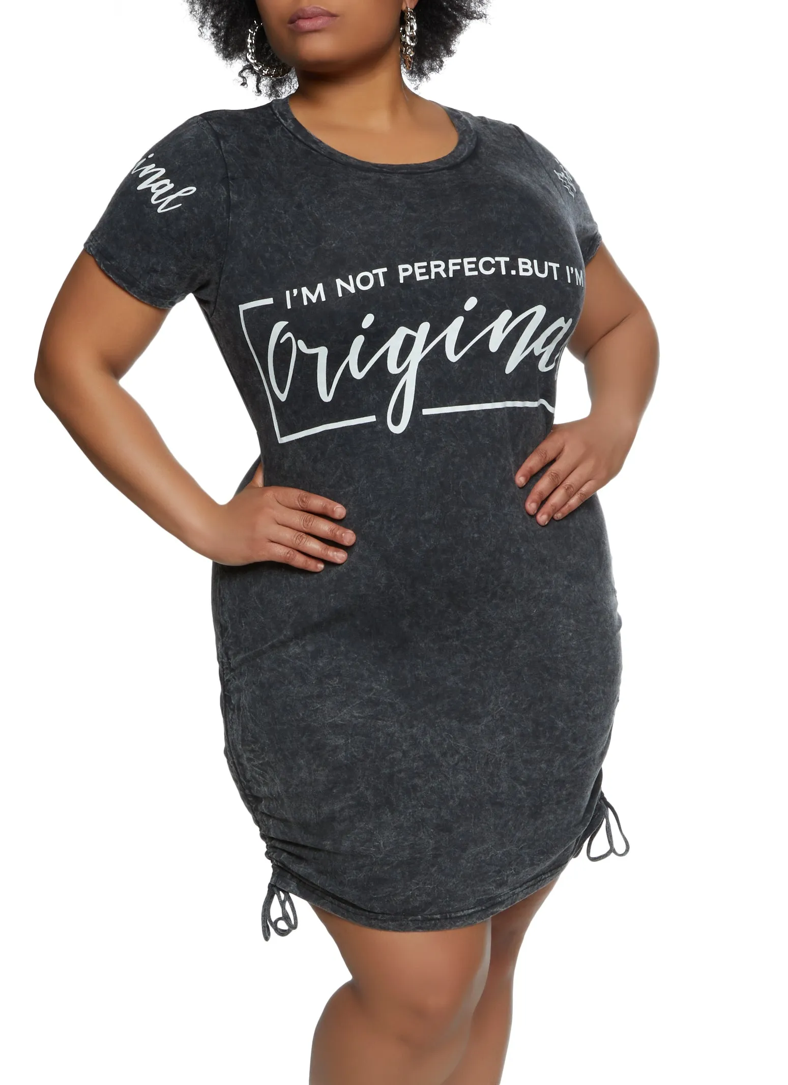 Plus Size Acid Wash Im Not Perfect But Im Original T Shirt Dress sold by Rainbow product image thumbnail 2