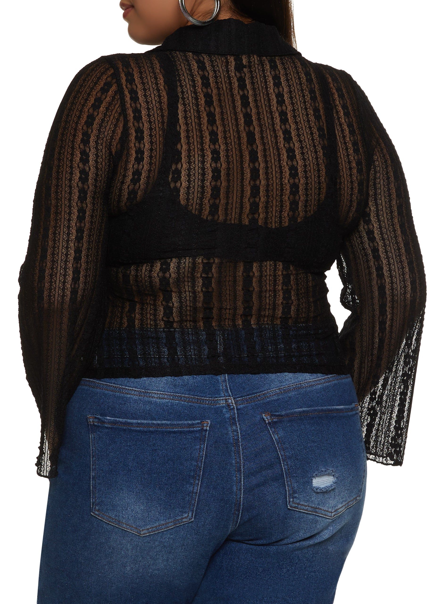 Plus Size Floral Lace Button Front Shirt sold by Rainbow product image thumbnail 2