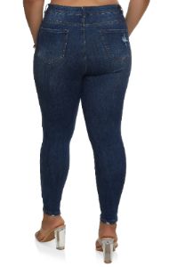 Plus Size WAX Distressed High Rise Skinny Jeans sold by Rainbow