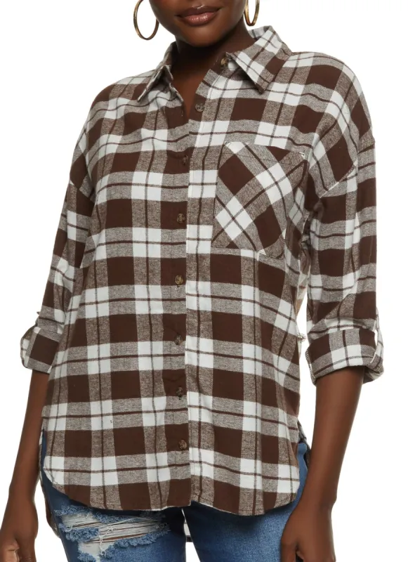 Plaid Long Sleeve Flannel Shirt sold by Rainbow