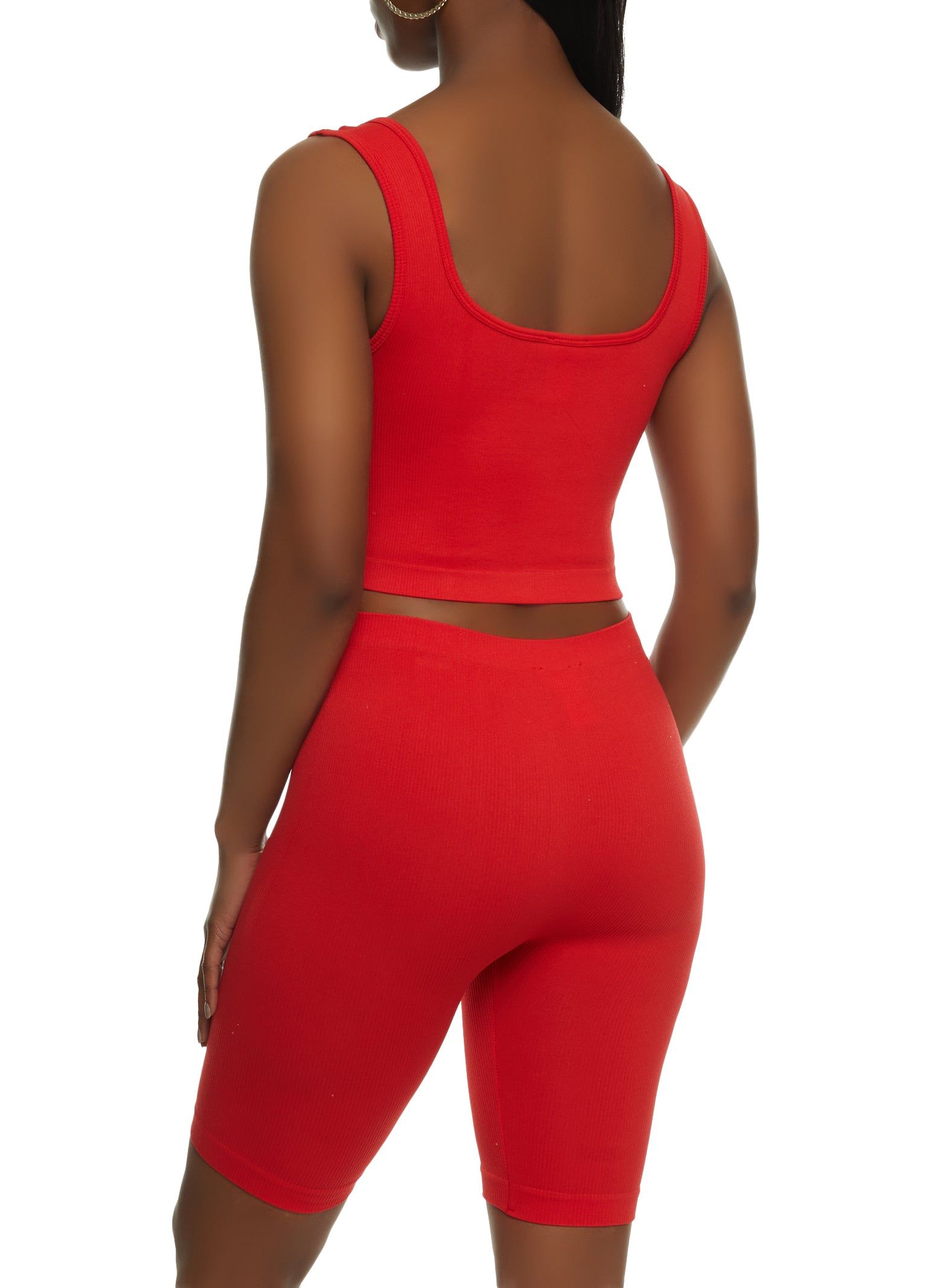Seamless Square Neck Cropped Tank Top and Biker Shorts sold by Rainbow product image thumbnail 2