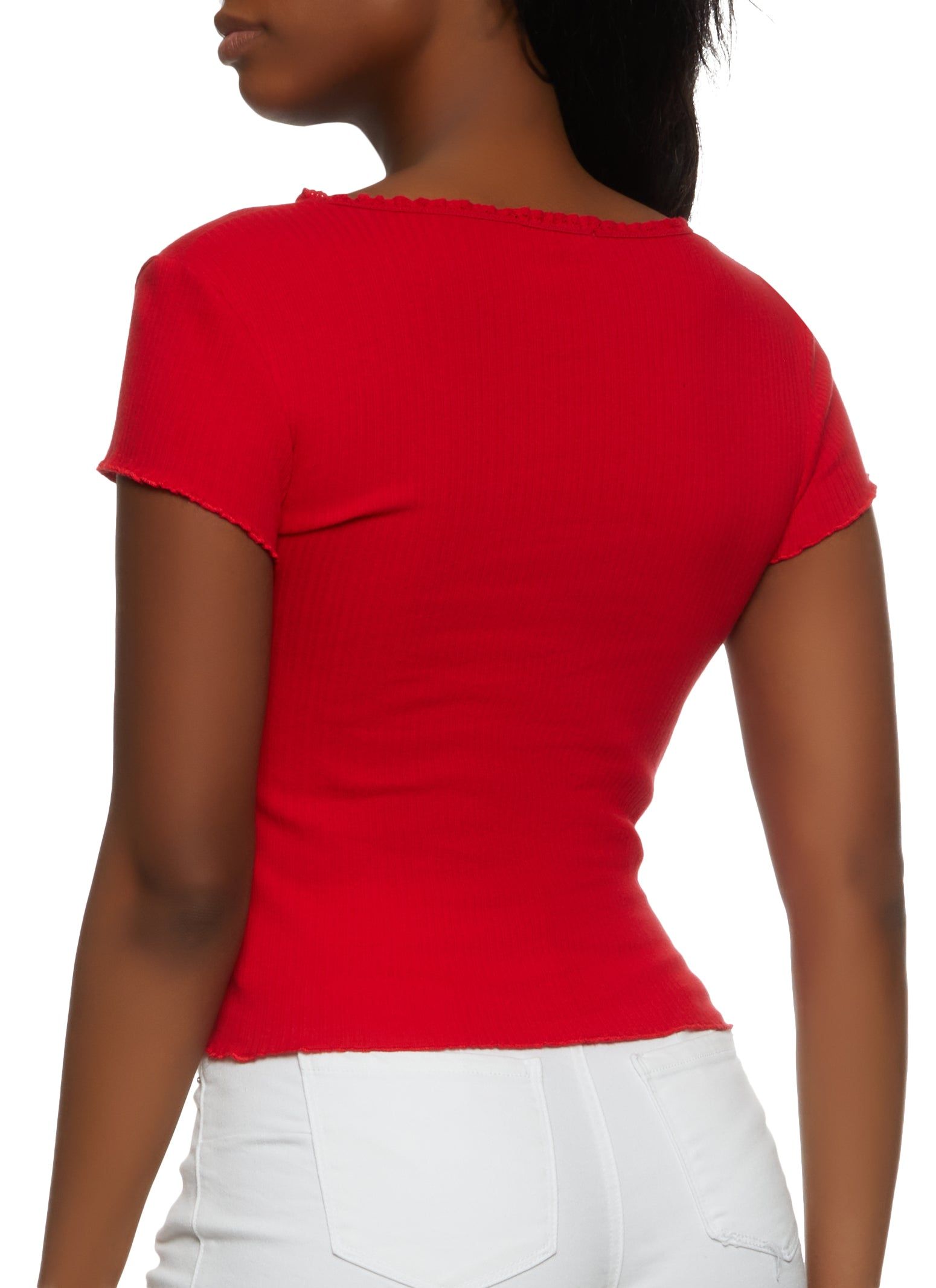 Rib Knit Lettuce Edge Tee sold by Rainbow product image thumbnail 2