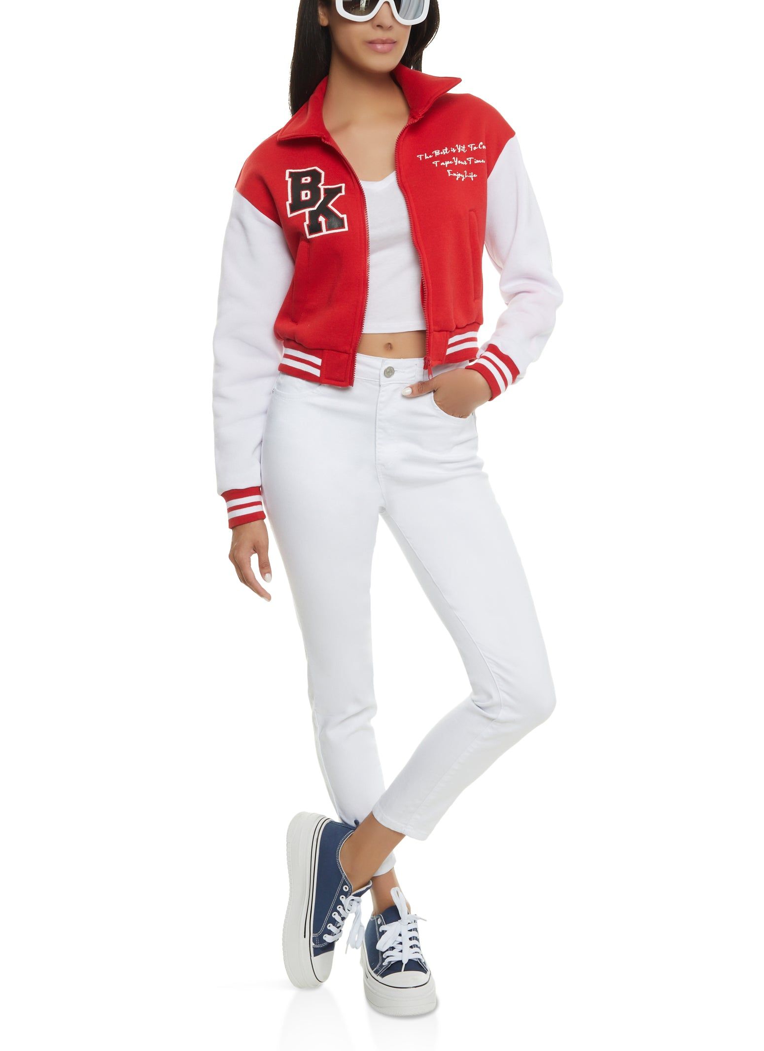 BK Initial Patch Zip Front Varsity Jacket sold by Rainbow product image thumbnail 2