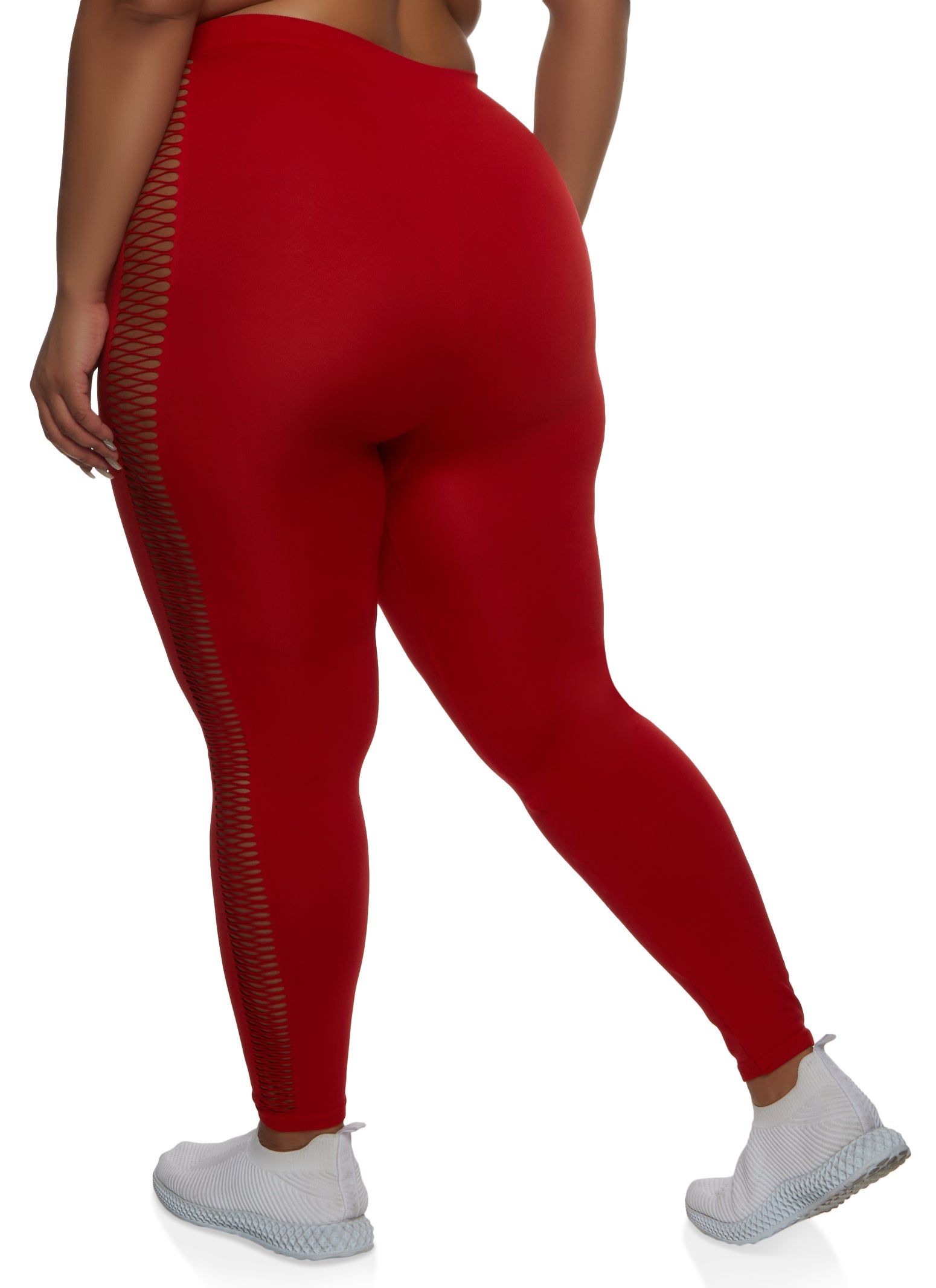 Plus Size Side Fishnet Detail Seamless Leggings sold by Rainbow product image thumbnail 2