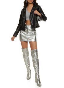Faux Leather Zip Biker Jacket sold by Rainbow