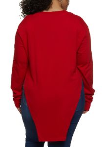 Plus Size Notch Neck Hanky Hem Tee sold by Rainbow