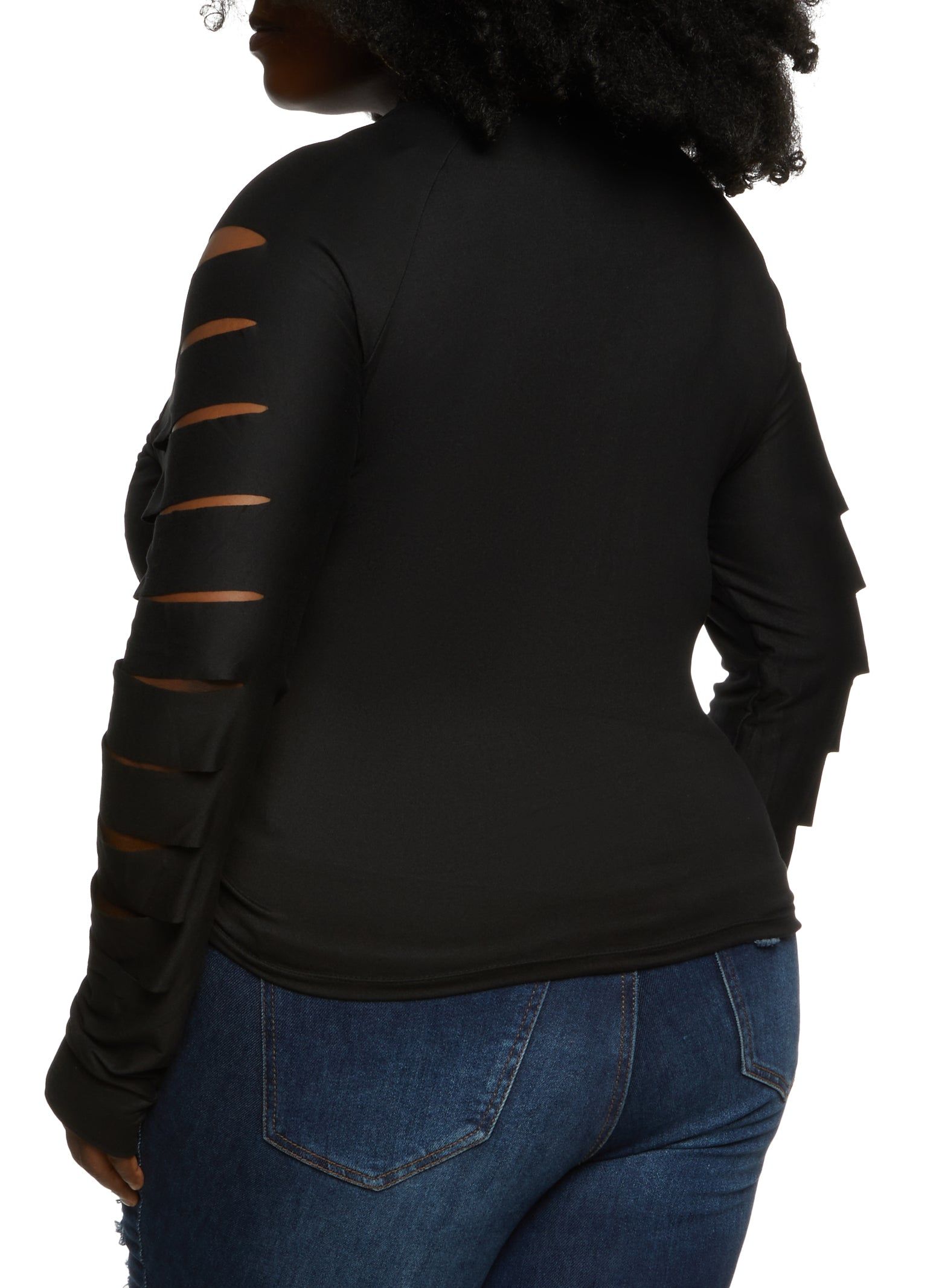 Plus Size Laser Cut Sleeve Ruched Top sold by Rainbow product image thumbnail 2