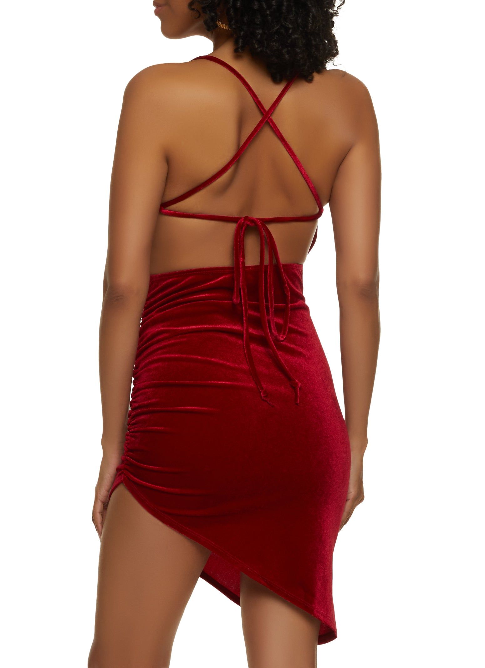 Velvet Asymmetrical Hem Bodycon Dress sold by Rainbow product image thumbnail 3