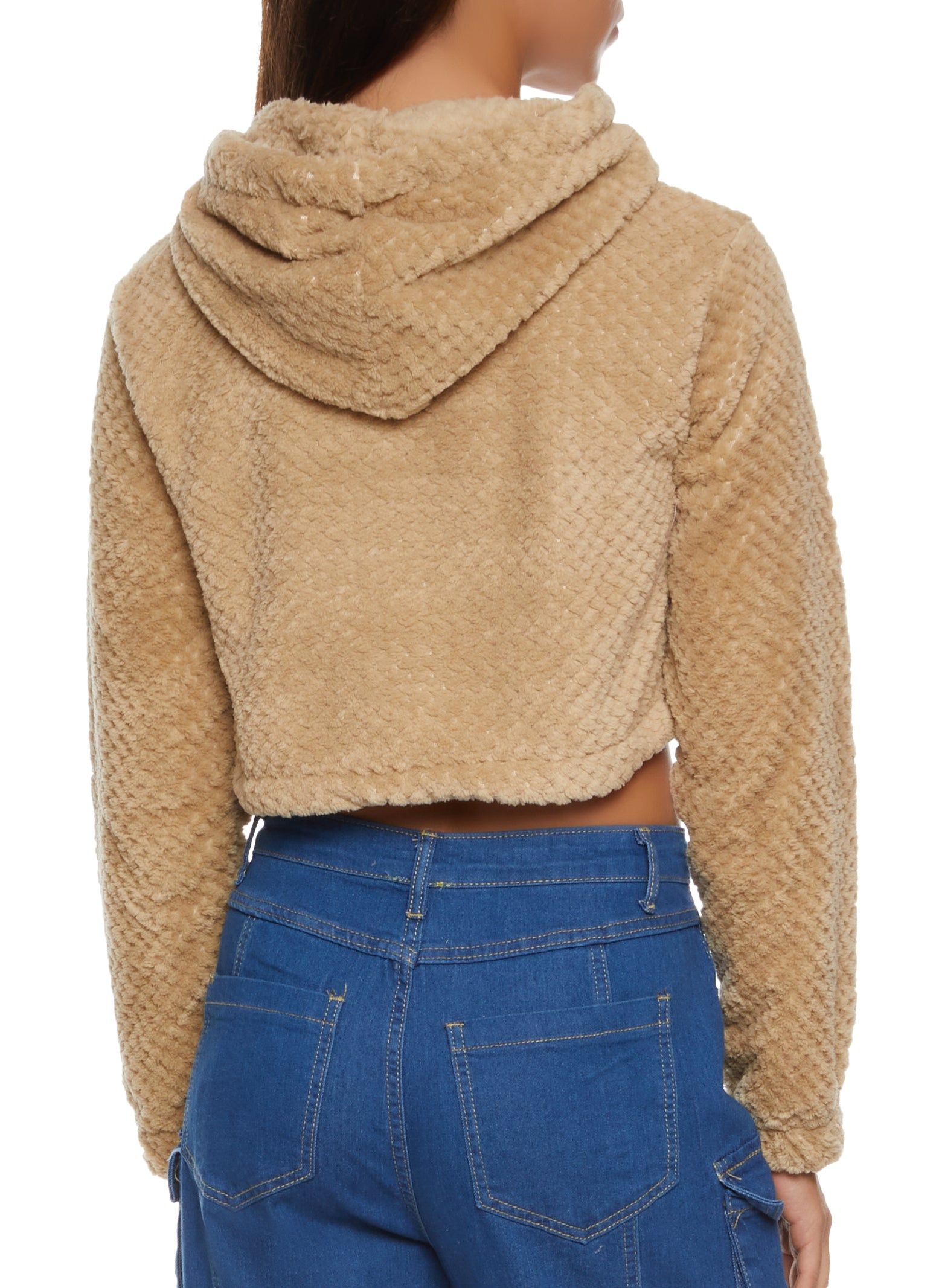 Quilted Plush Zip Front Hoodie sold by Rainbow product image thumbnail 2