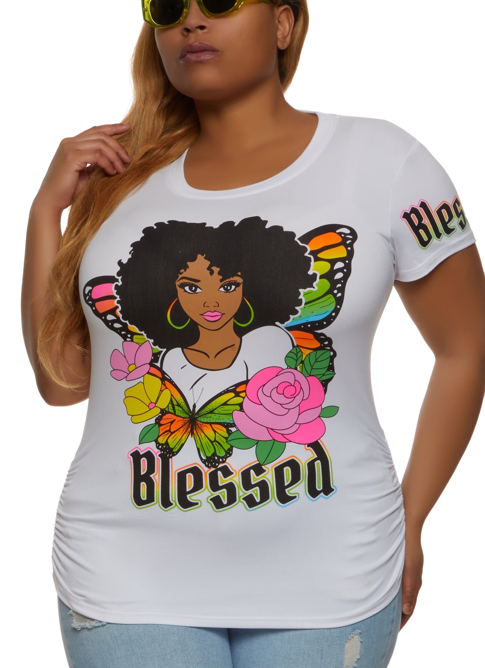 Plus Size Blessed Graphic Tee sold by Rainbow