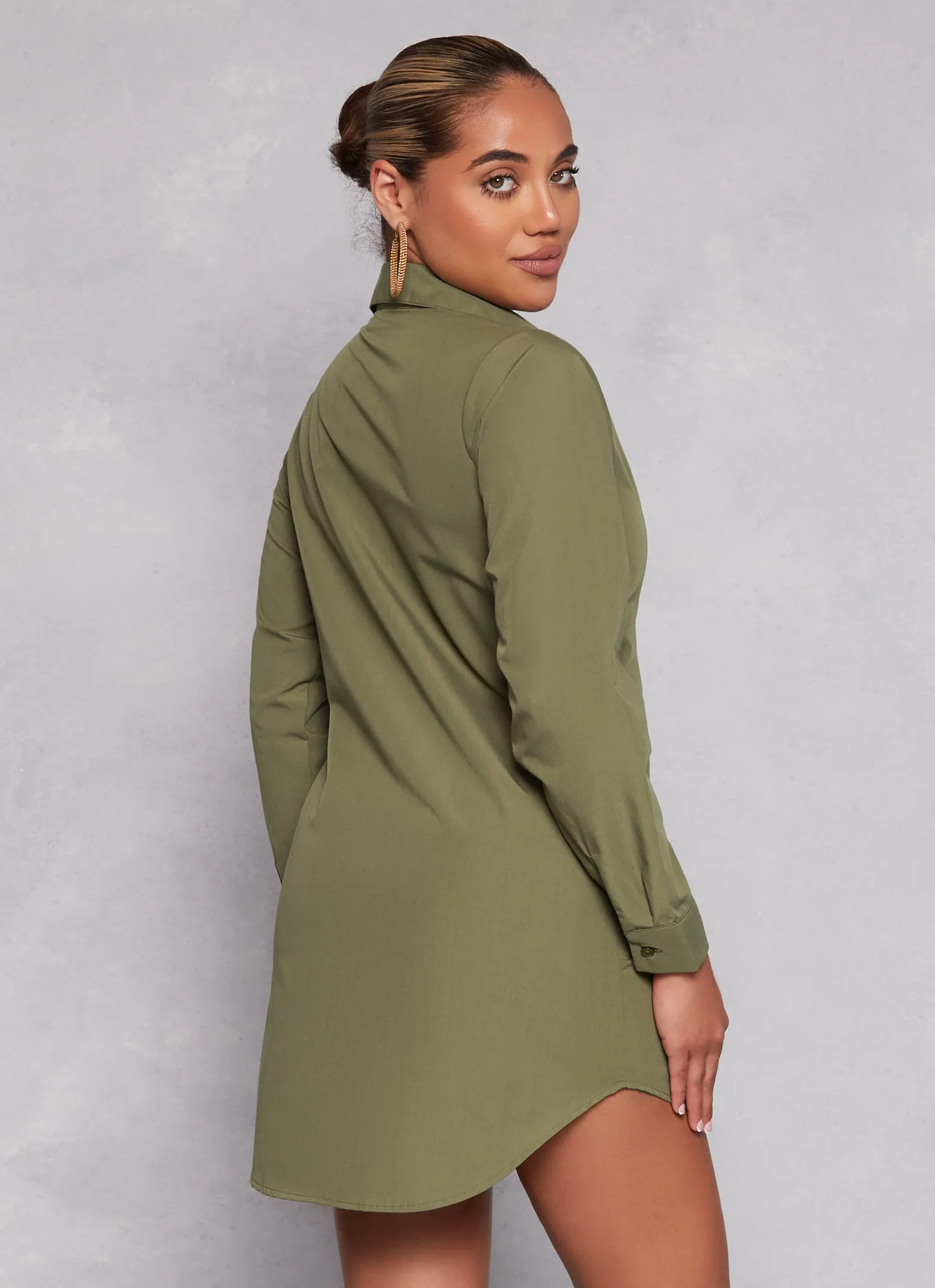 Long Sleeve Mini Shirt Dress sold by Rainbow product image thumbnail 3