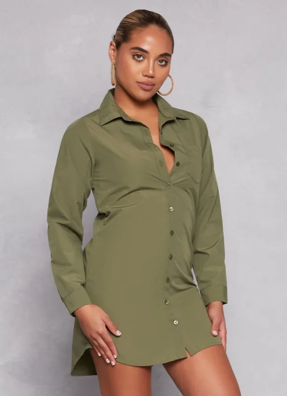 Long Sleeve Mini Shirt Dress sold by Rainbow
