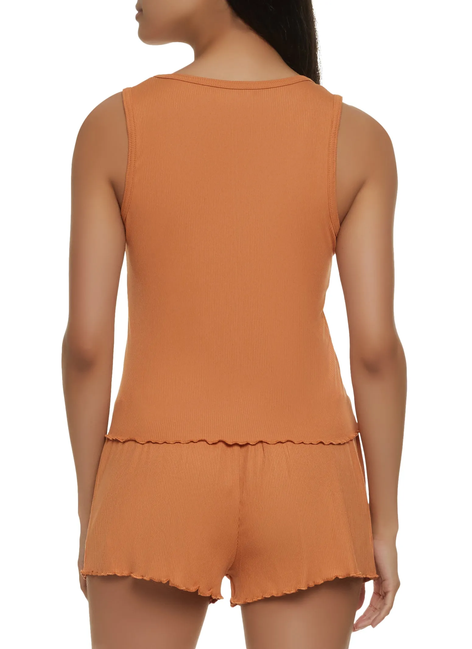 Ribbed Lettuce Edge Pajama Tank Top and Shorts sold by Rainbow product image thumbnail 2