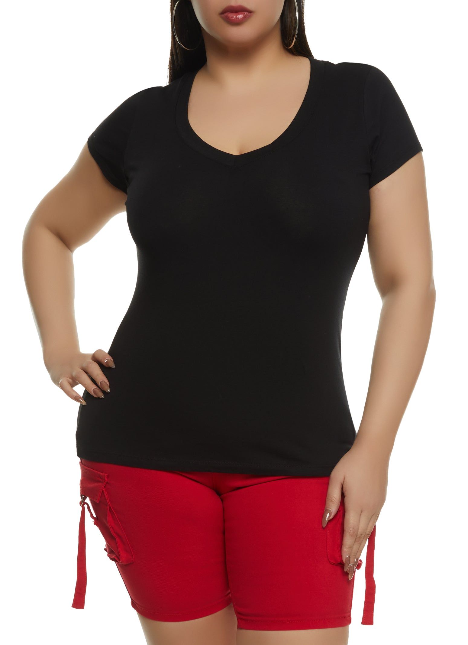 Plus Size V Neck Tee sold by Rainbow