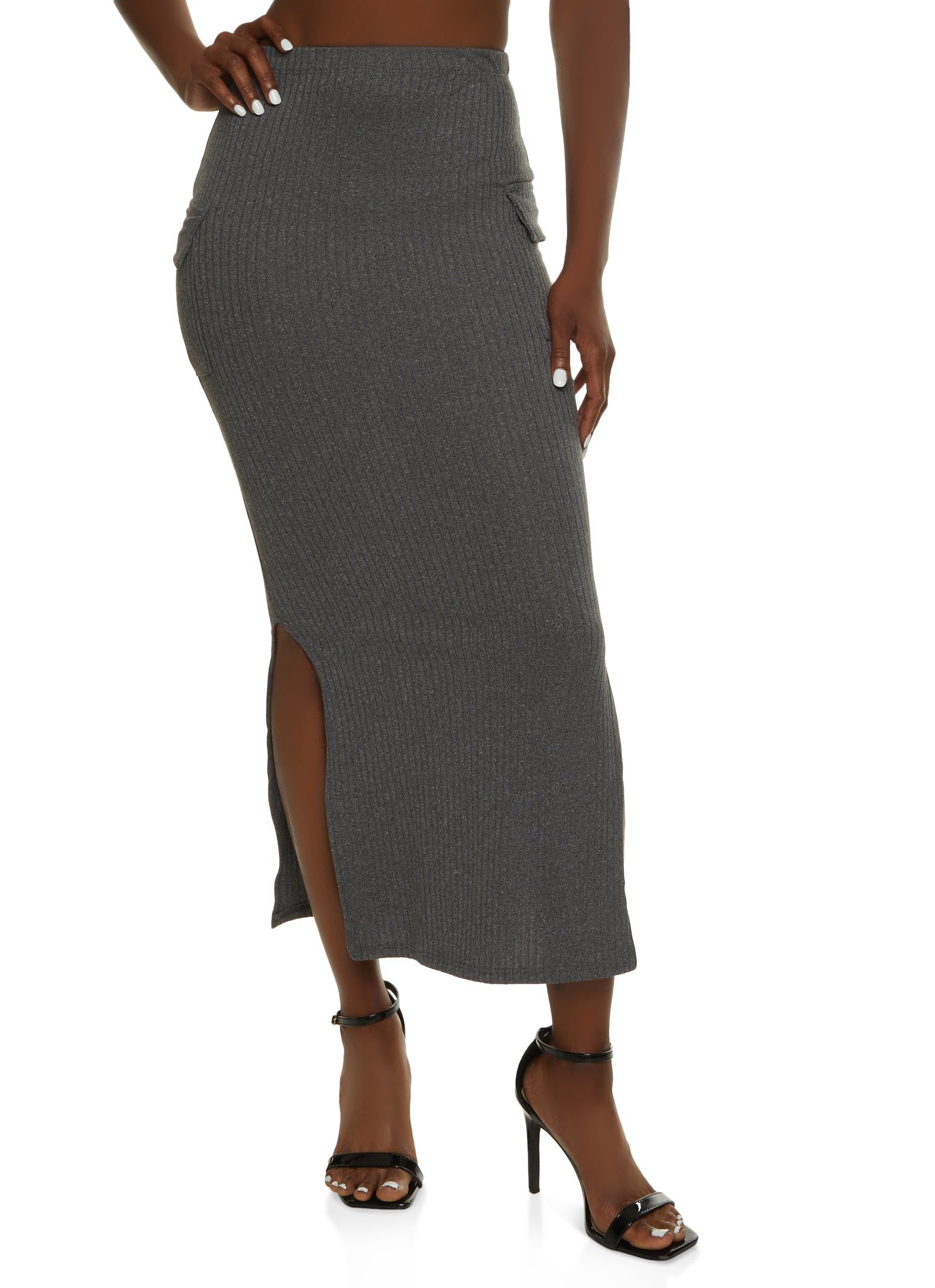 High Waist Cargo Pocket Maxi Skirt sold by Rainbow