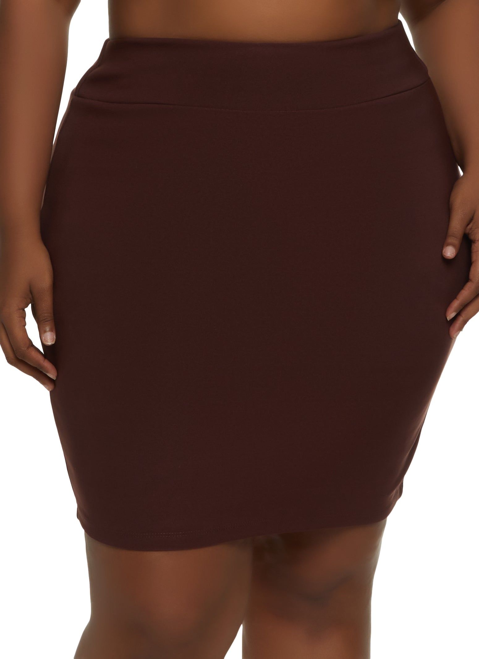 Plus Size Solid Pencil Mini Skirt sold by Rainbow