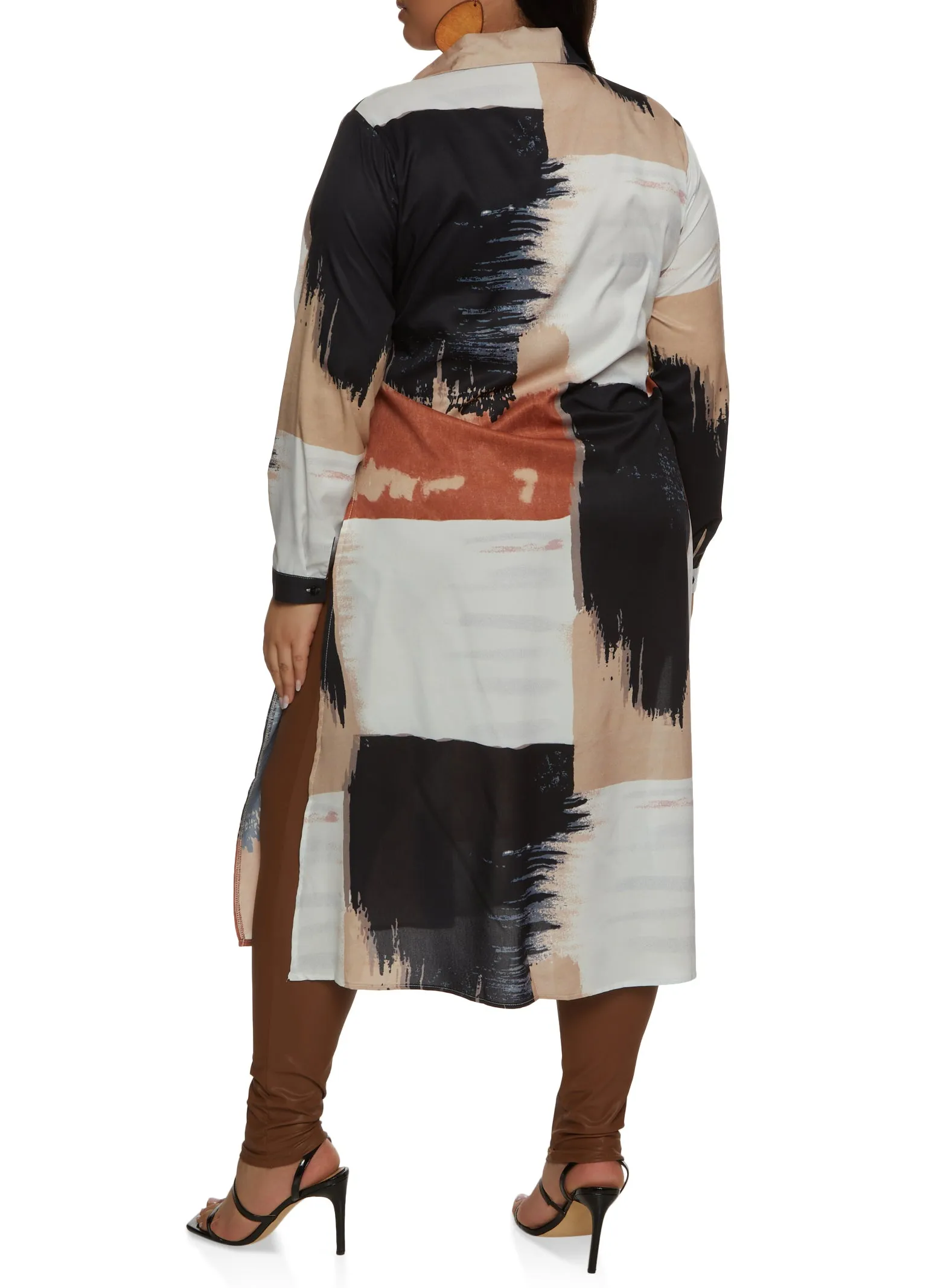 Plus Size Abstract Print Button Front Tunic Top sold by Rainbow product image thumbnail 3