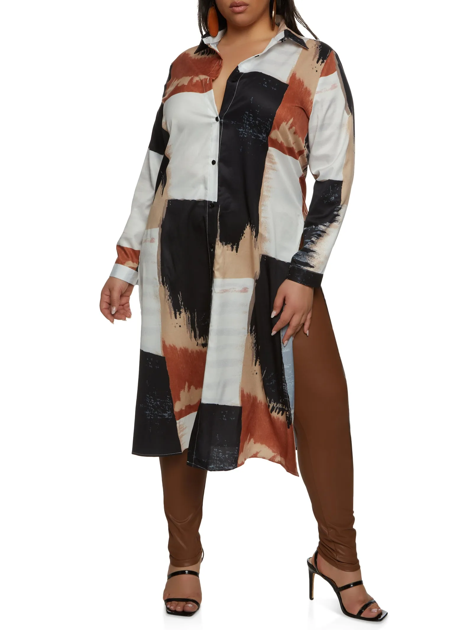Plus Size Abstract Print Button Front Tunic Top sold by Rainbow product image thumbnail 2